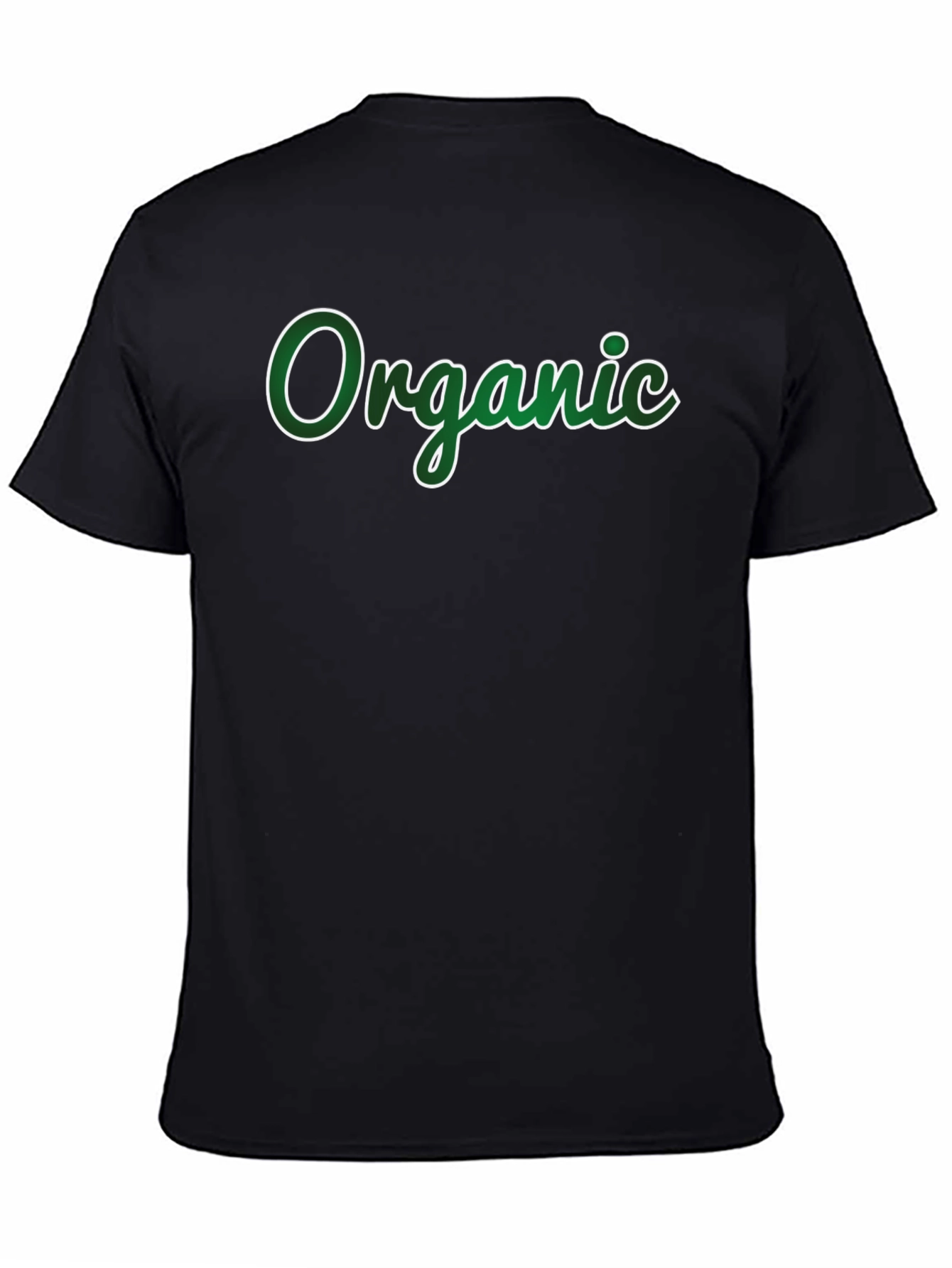 Organic Green Lettering Black T-Shirt