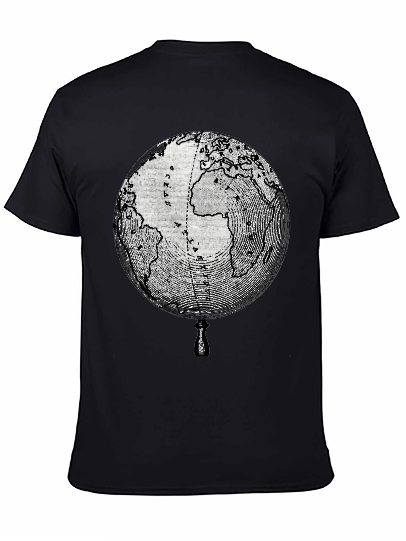 World Globe Graphic Tee - Black Cotton T-Shirt