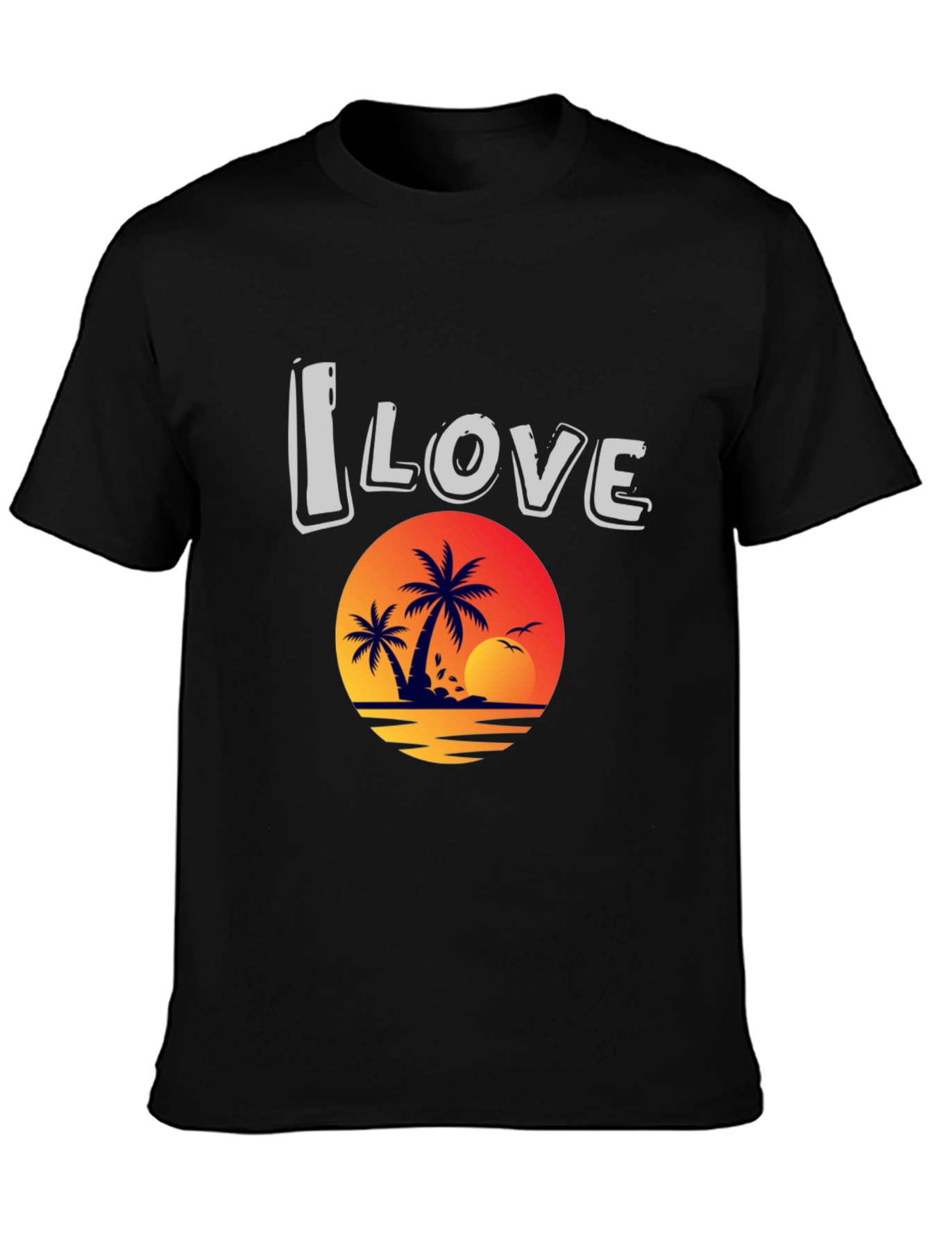 I Love Beach Sunset Graphic T-Shirt
