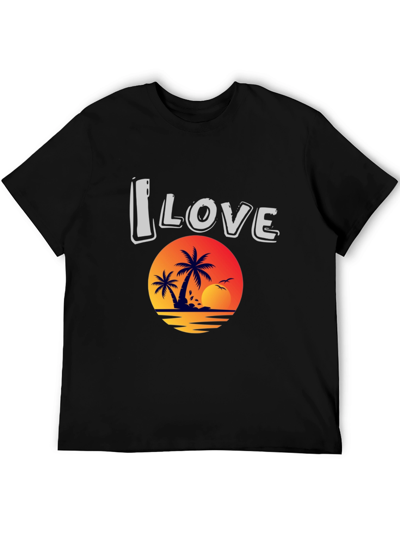 I Love Beach Sunset Graphic T-Shirt