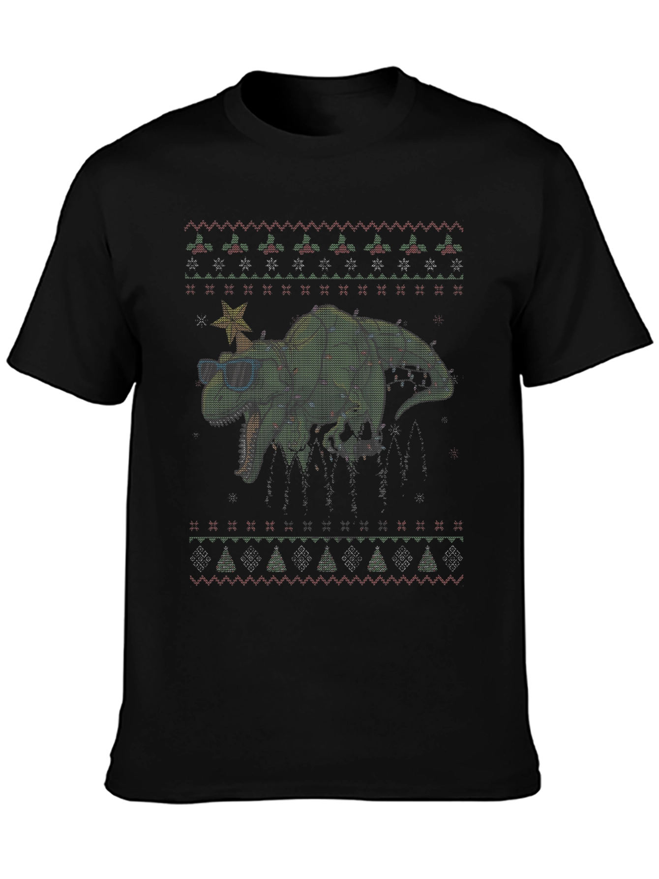 Festive Dinosaur Christmas Sweater T-Shirt
