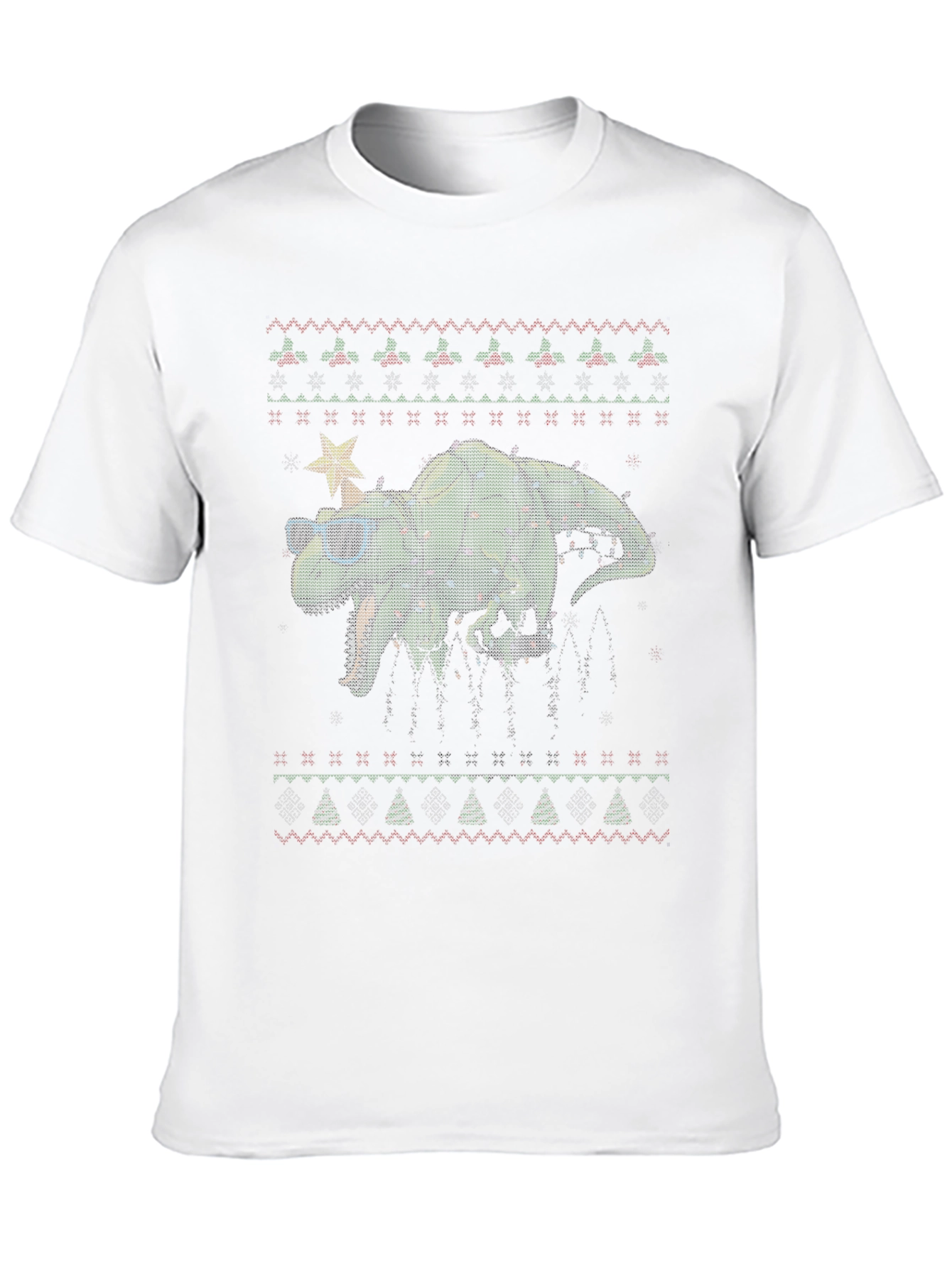 Festive Dinosaur Christmas Sweater T-Shirt