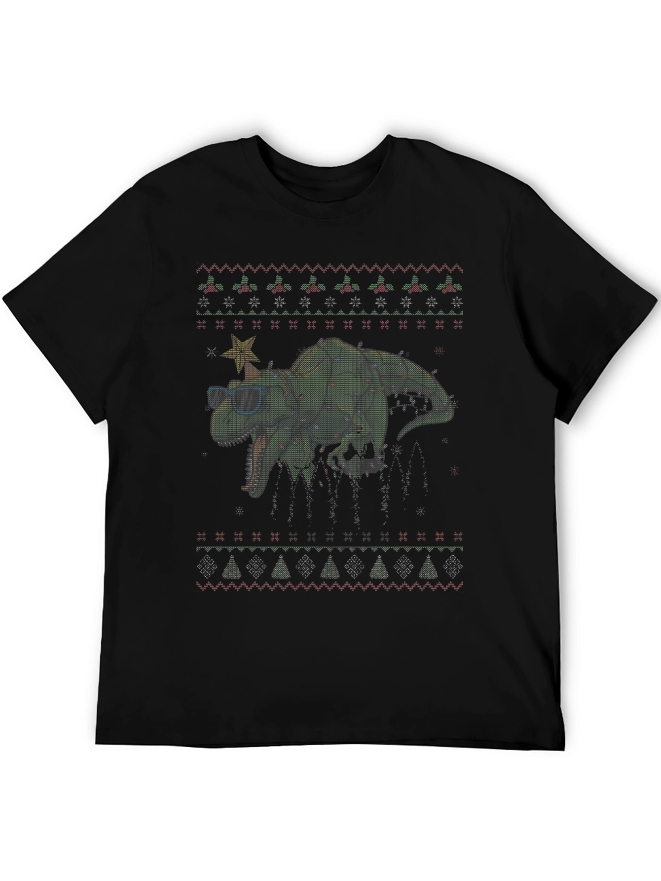 Festive Dinosaur Christmas Sweater T-Shirt