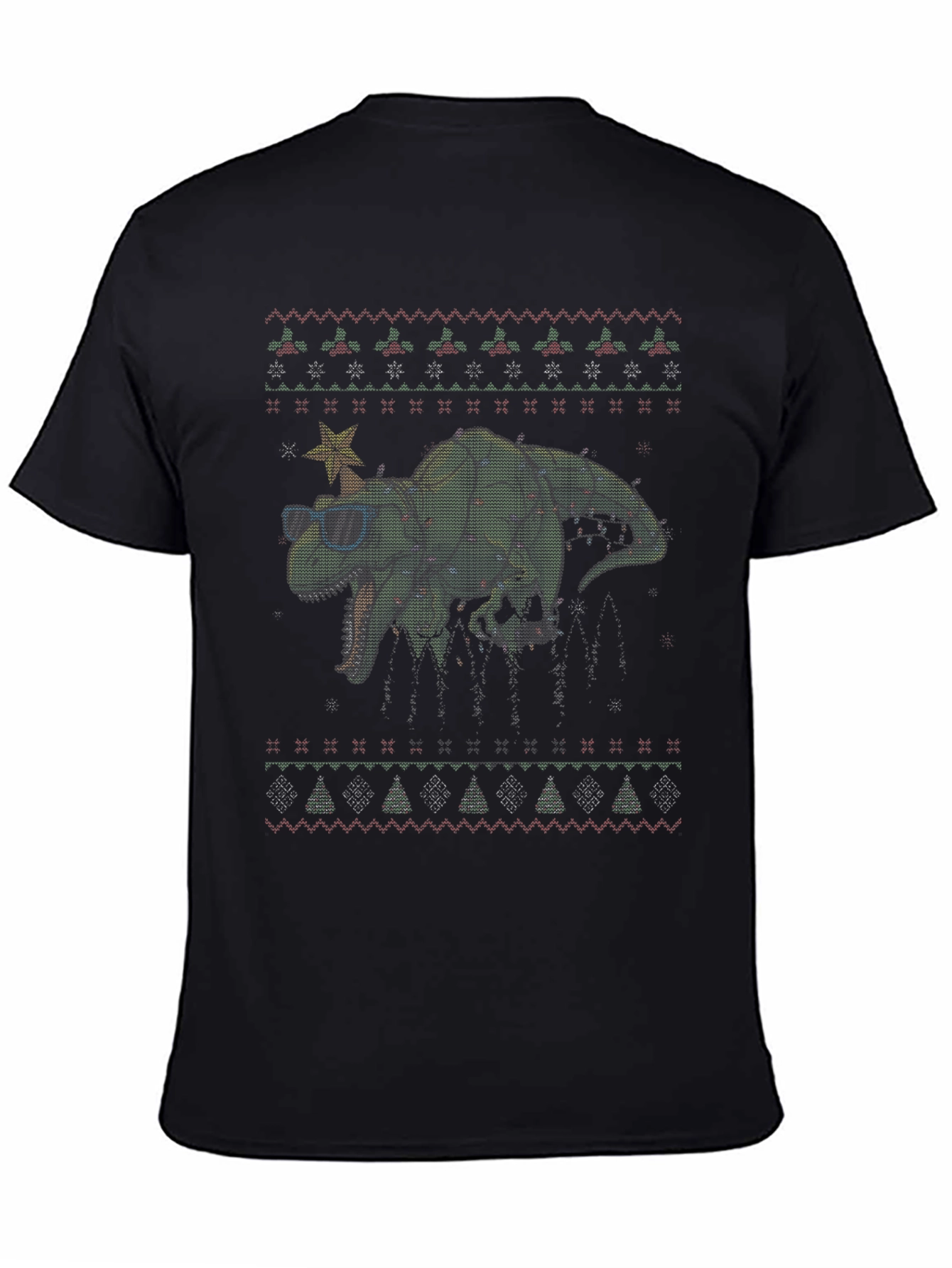 Festive Dinosaur Christmas Sweater T-Shirt