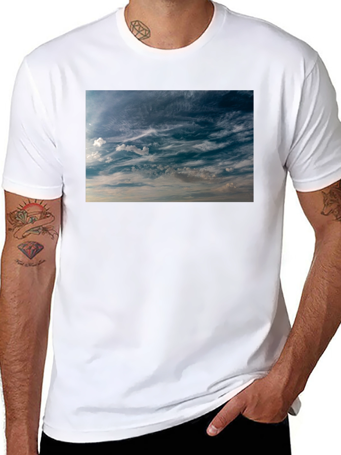 Sky Cloudscape Black T-Shirt