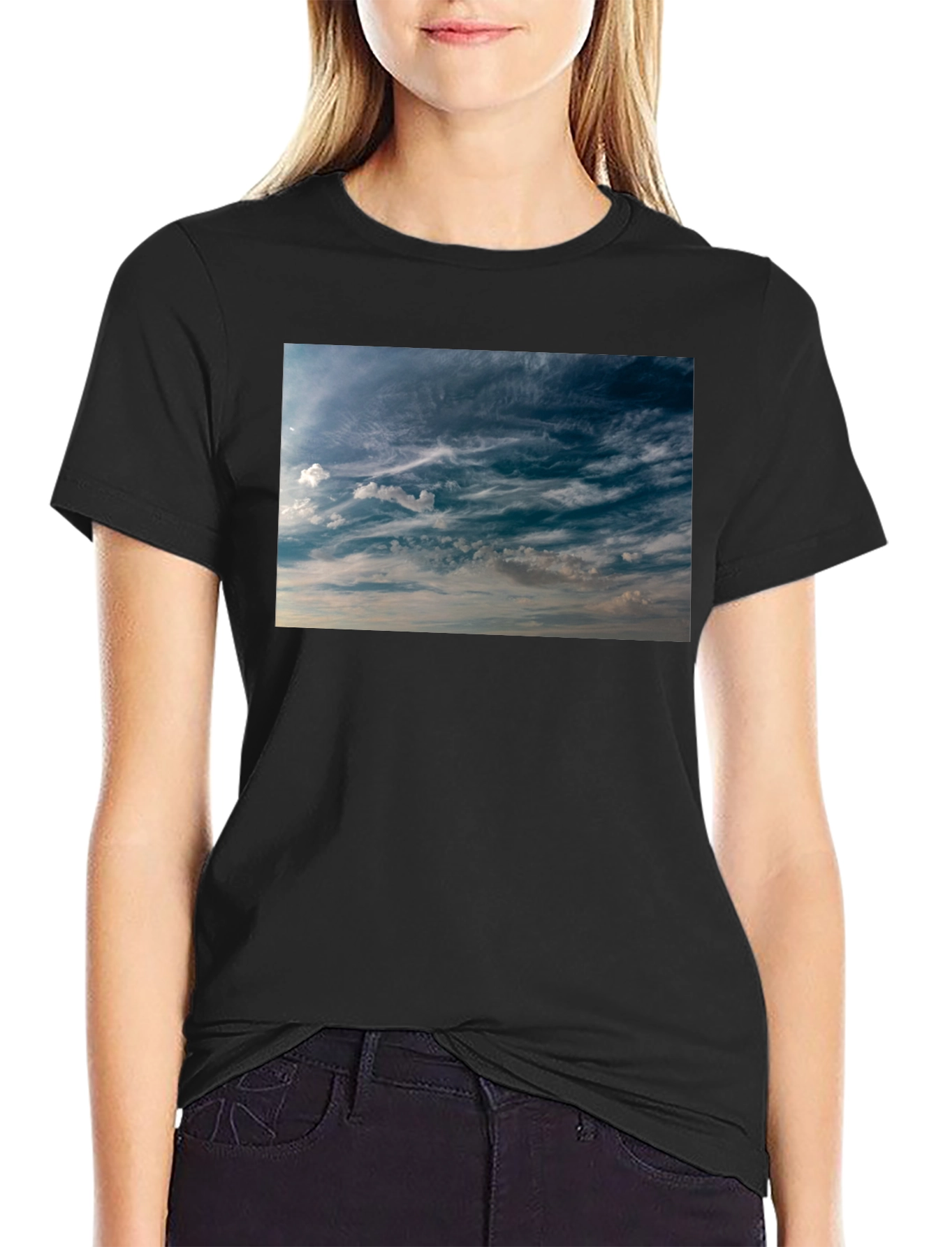 Sky Cloudscape Black T-Shirt