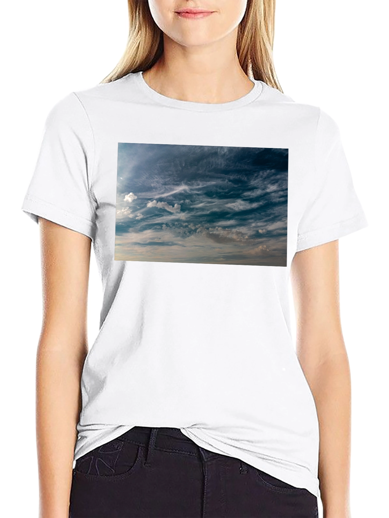 Sky Cloudscape Black T-Shirt