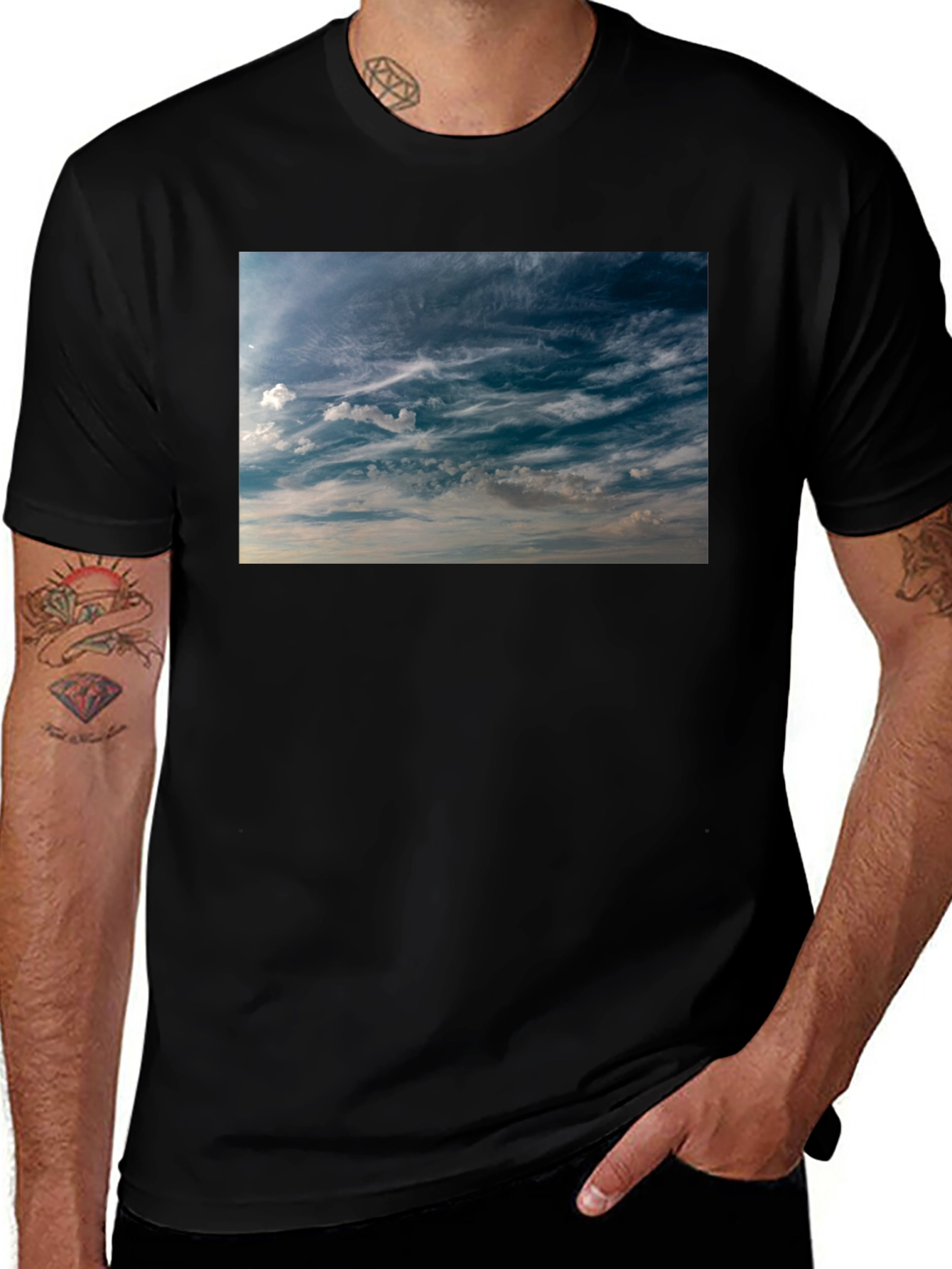 Sky Cloudscape Black T-Shirt