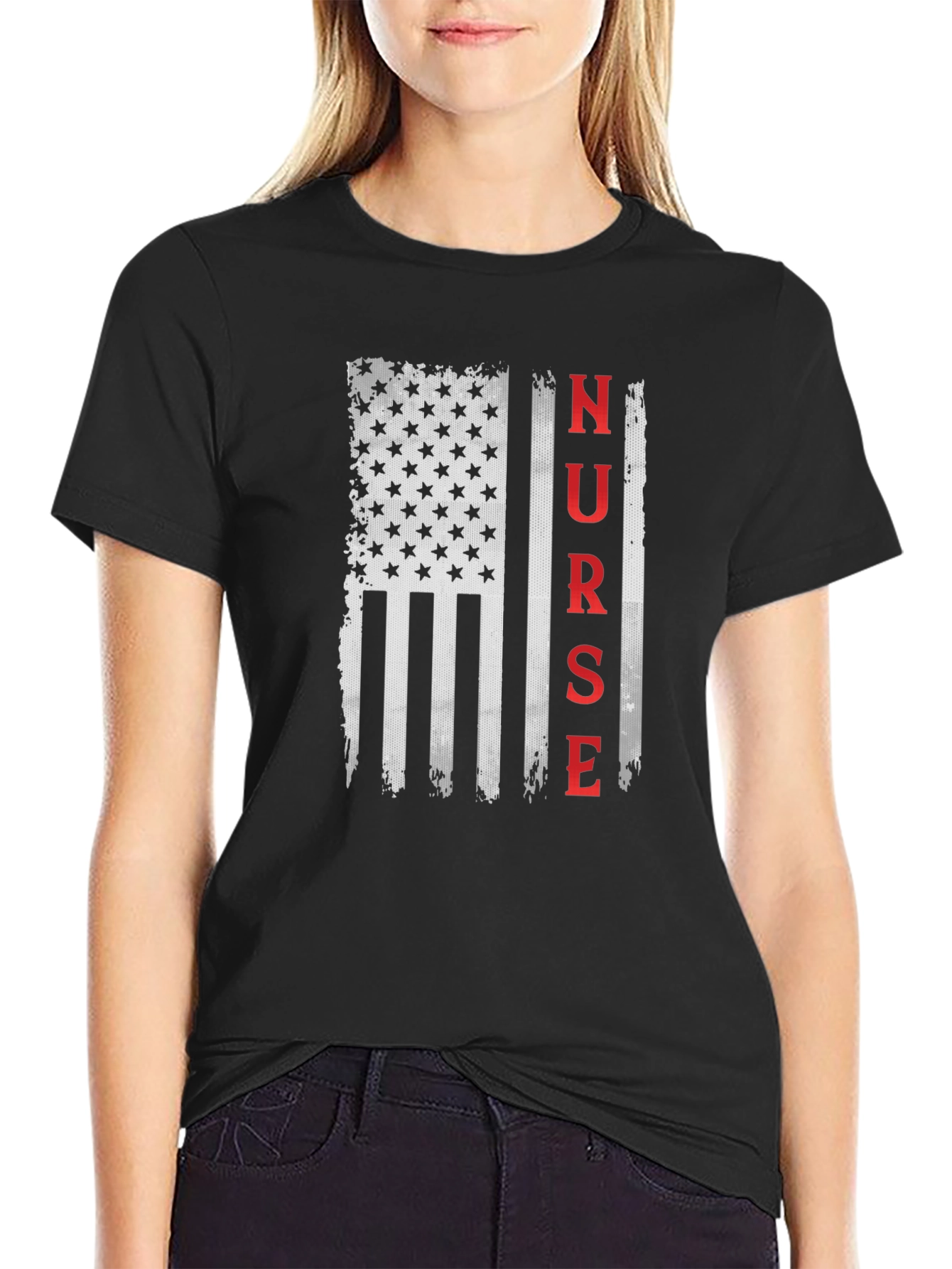 Nurse American Flag Graphic T-Shirt