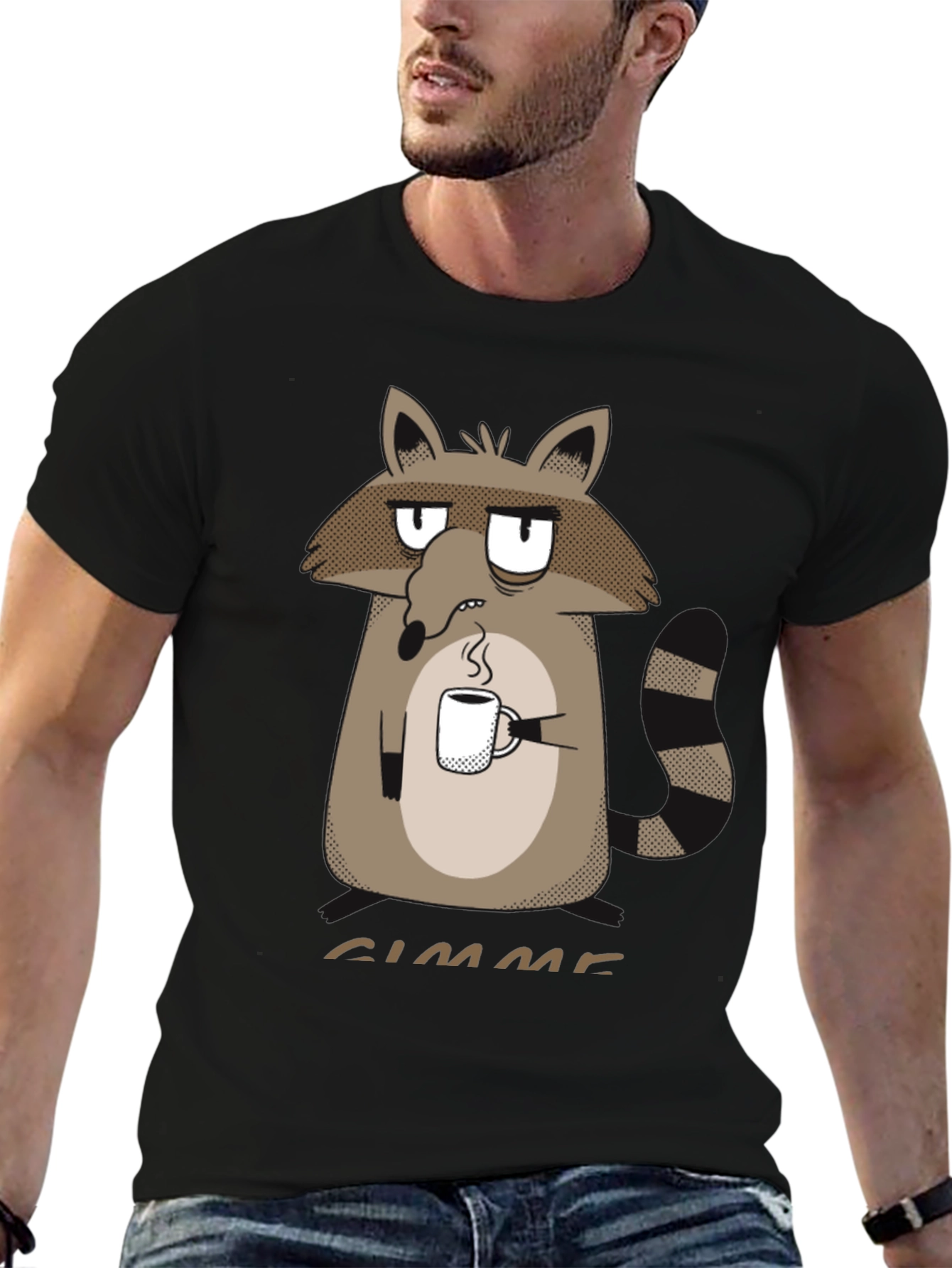 Gimme Coffee Raccoon Graphic Tee -  Unisex Crewneck T-Shirt
