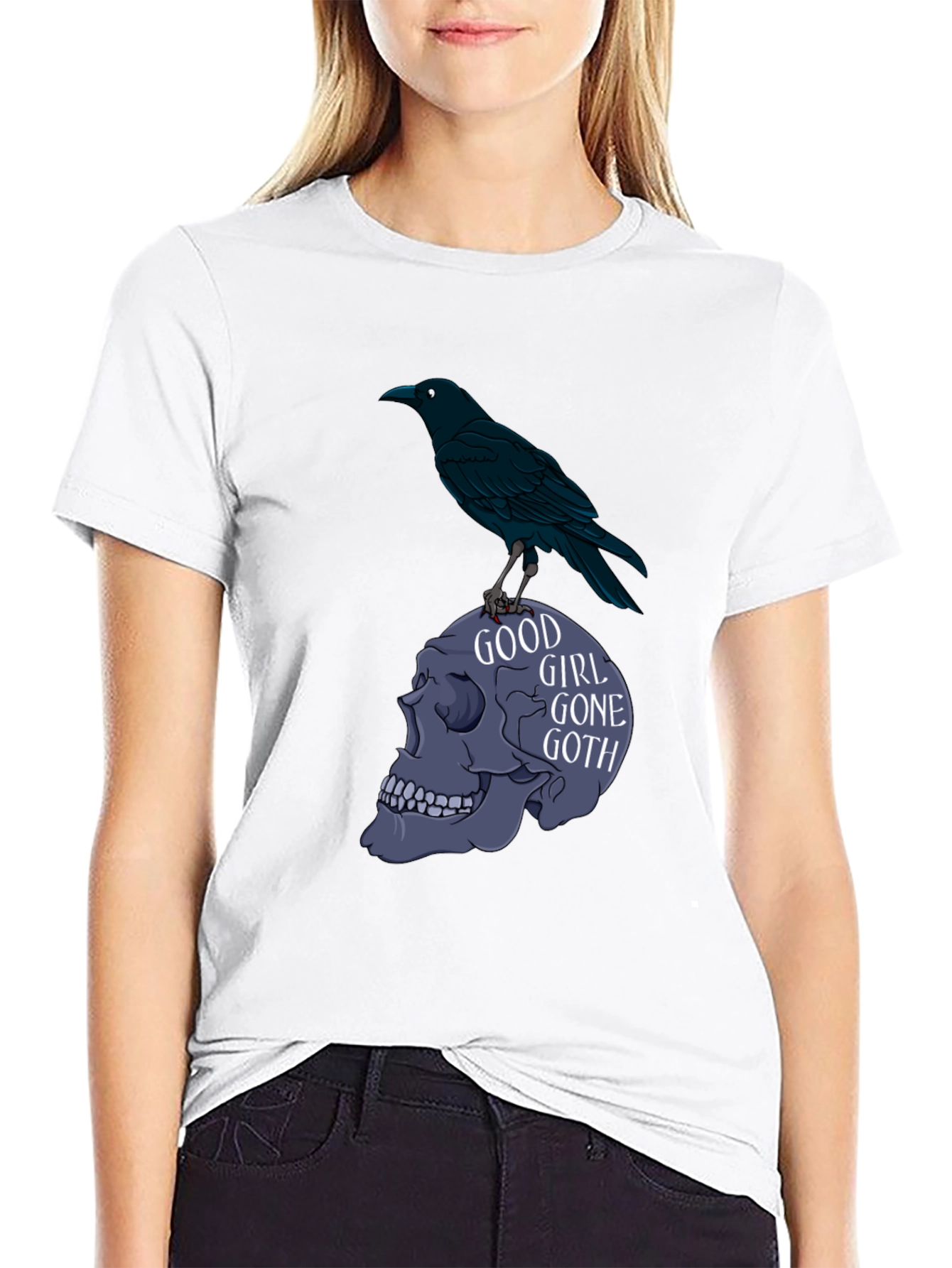 Good Girl Gone Goth Tee - Raven Skull T-Shirt