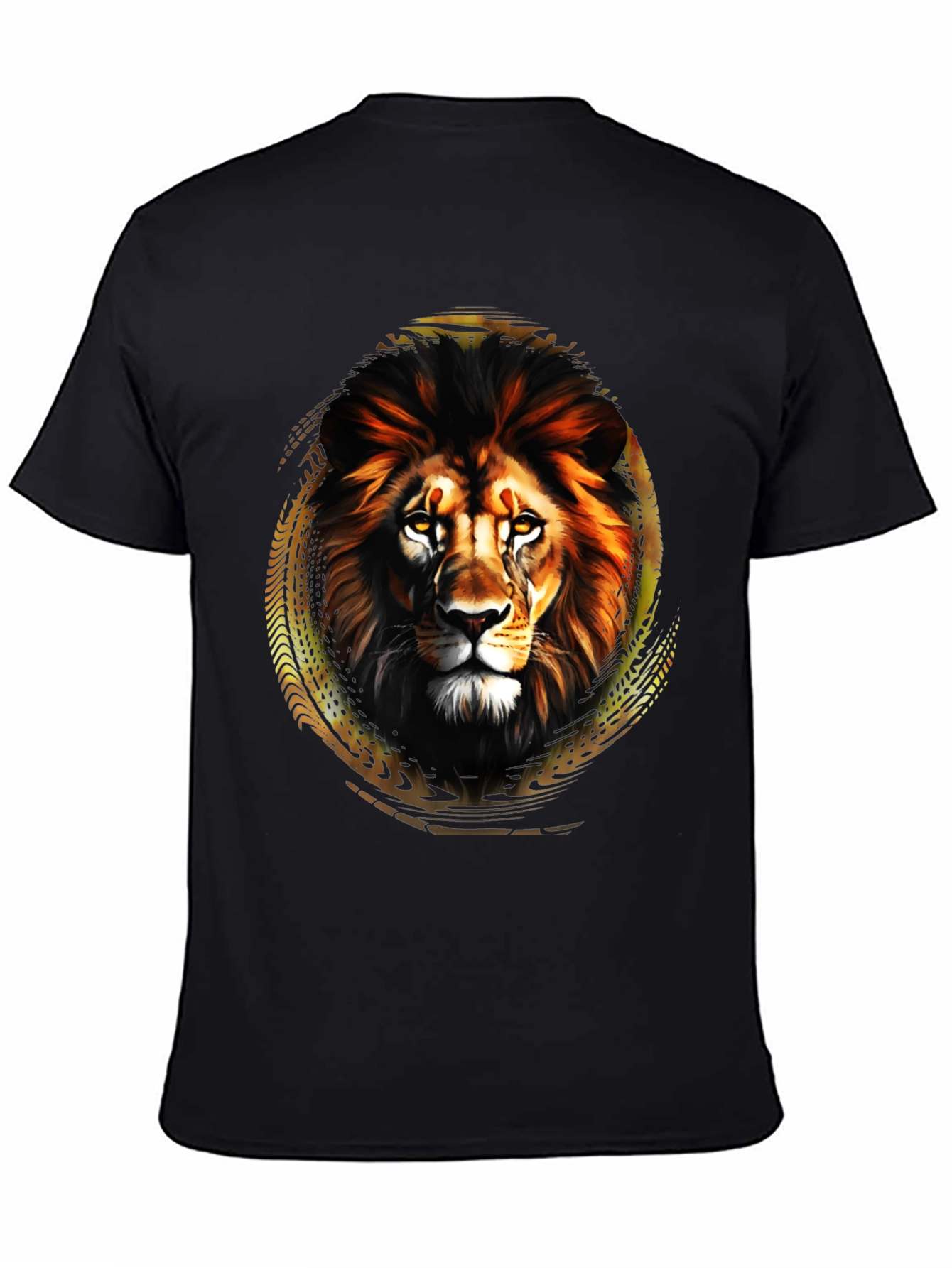 Lion Graphic Tee - Black Crew Neck Shirt