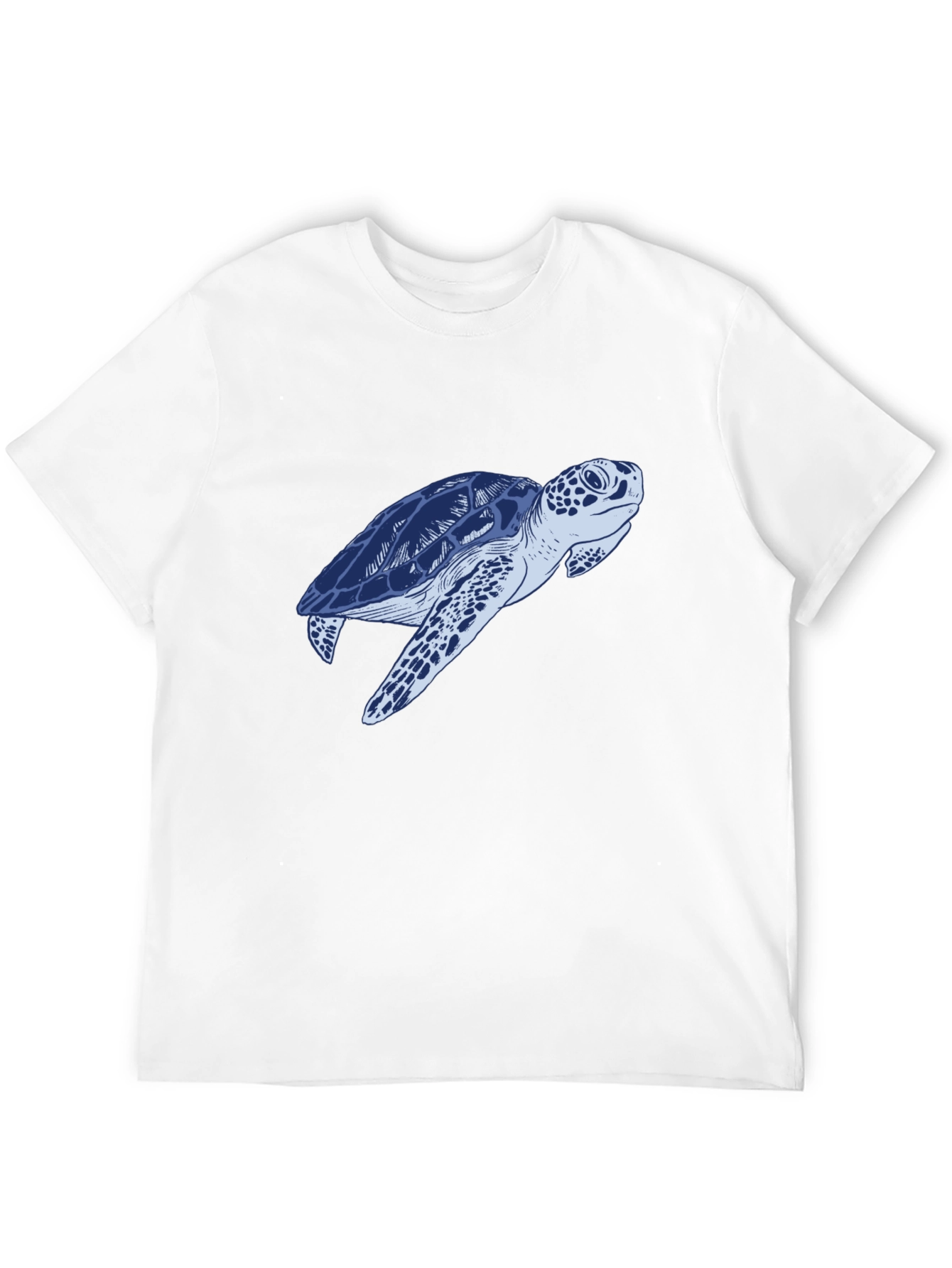 Blue Sea Turtle Graphic Print Black T-Shirt