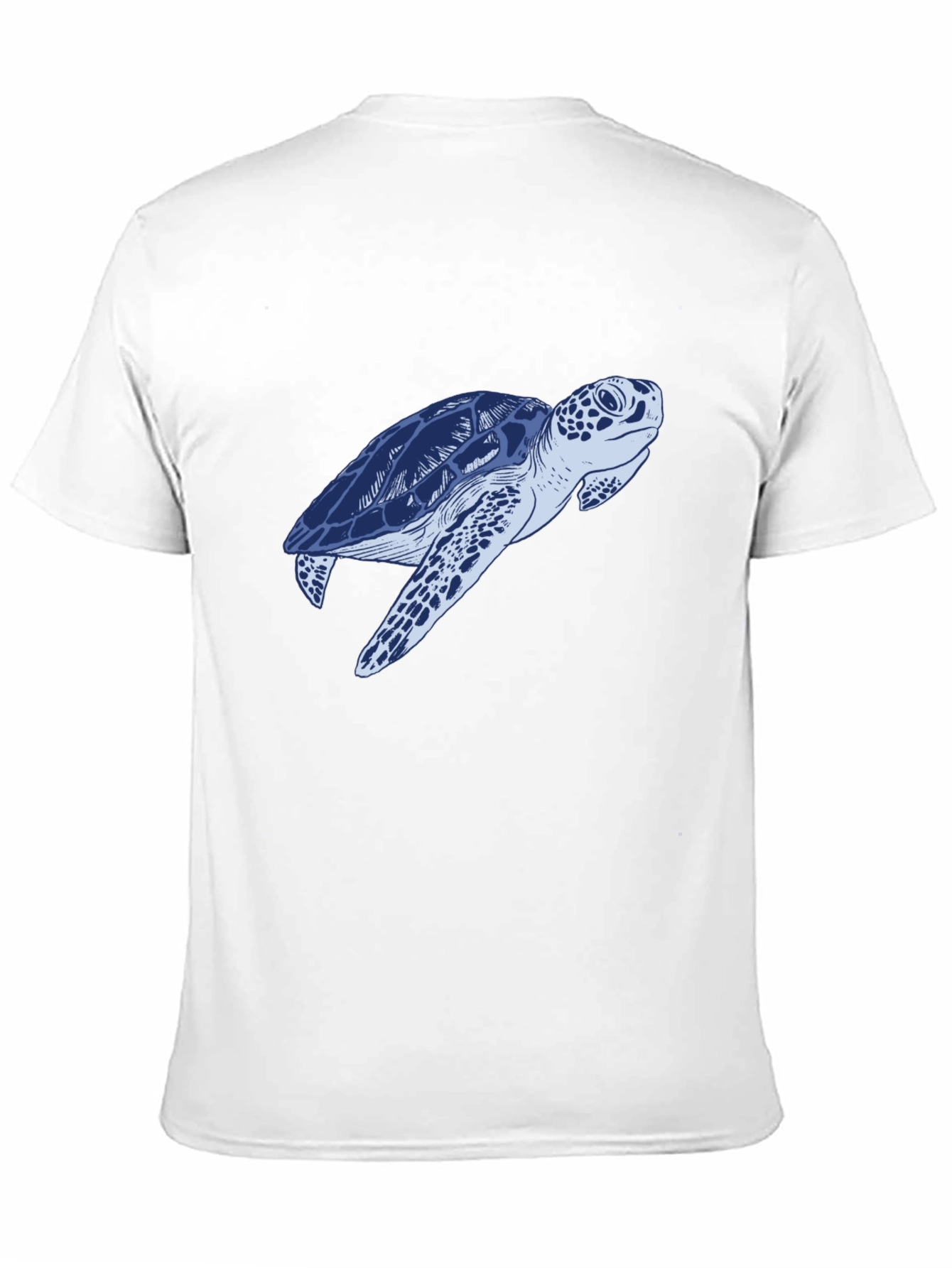 Blue Sea Turtle Graphic Print Black T-Shirt