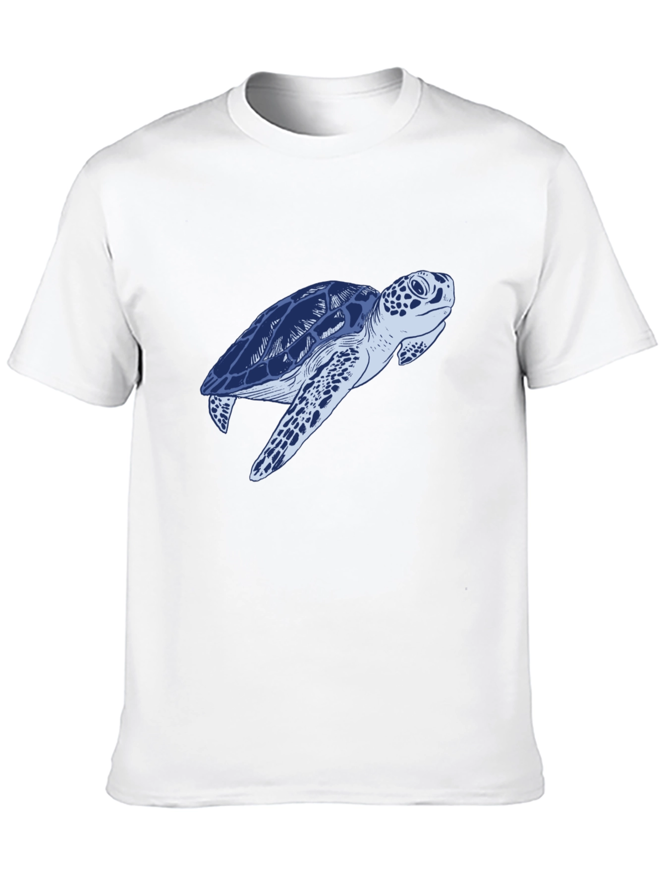 Blue Sea Turtle Graphic Print Black T-Shirt