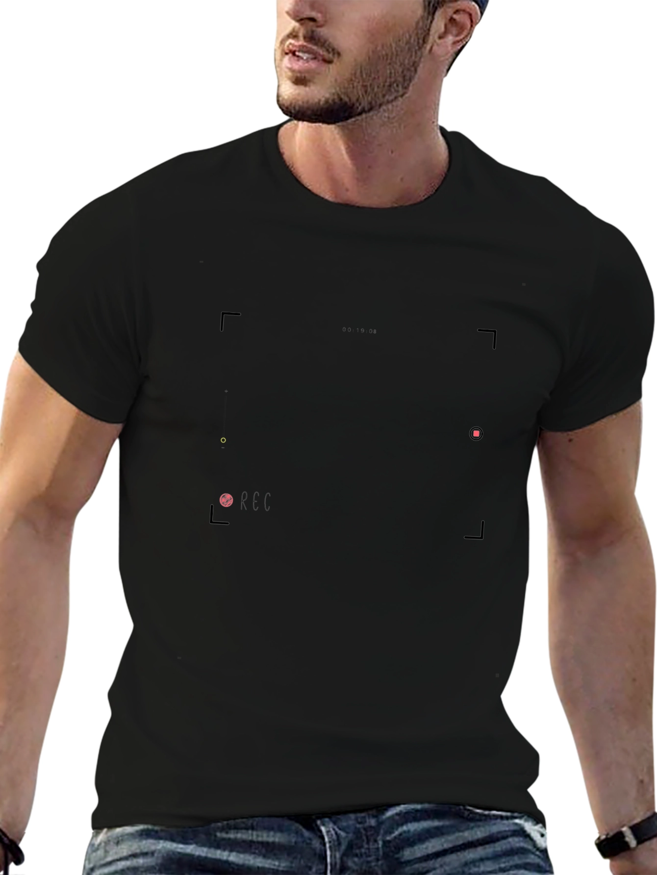 Mens Black Graphic Tee - Modern Design
