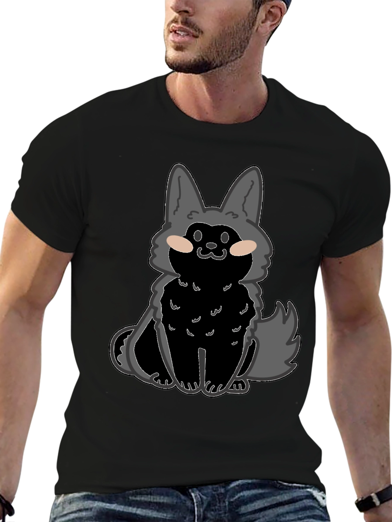 Cartoon Wolf Graphic T-Shirt