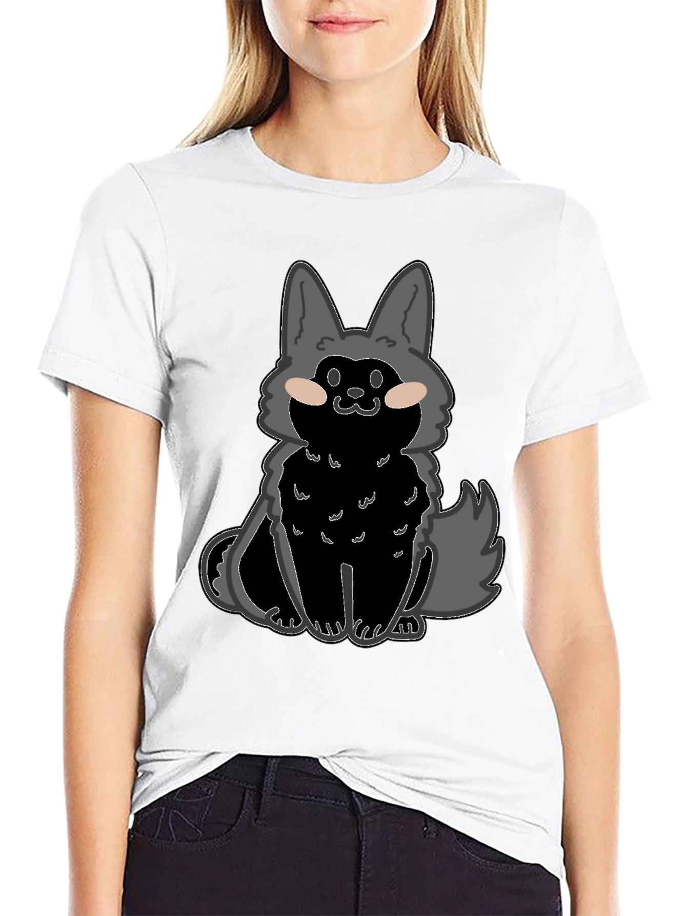 Cartoon Wolf Graphic T-Shirt