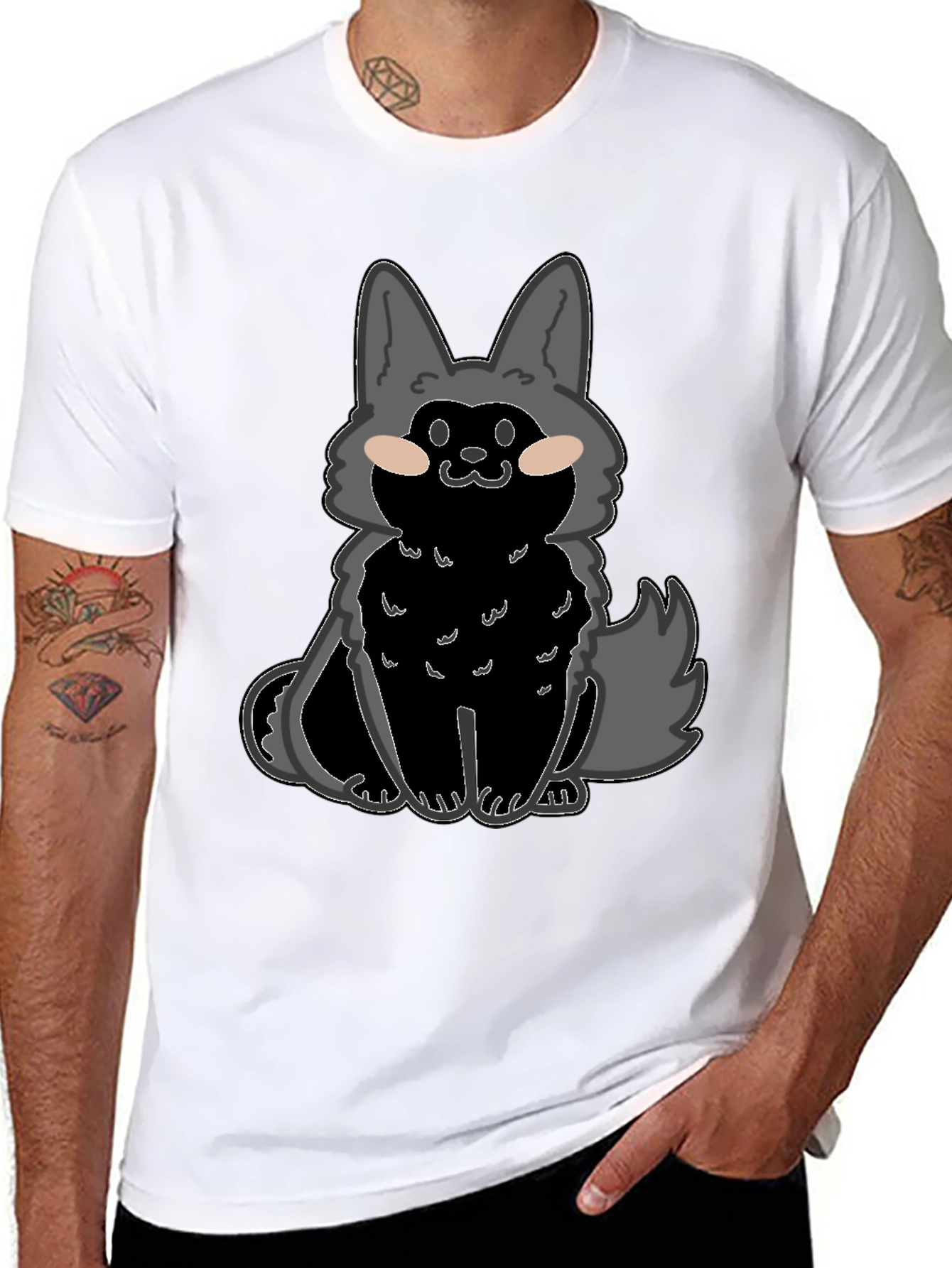 Cartoon Wolf Graphic T-Shirt