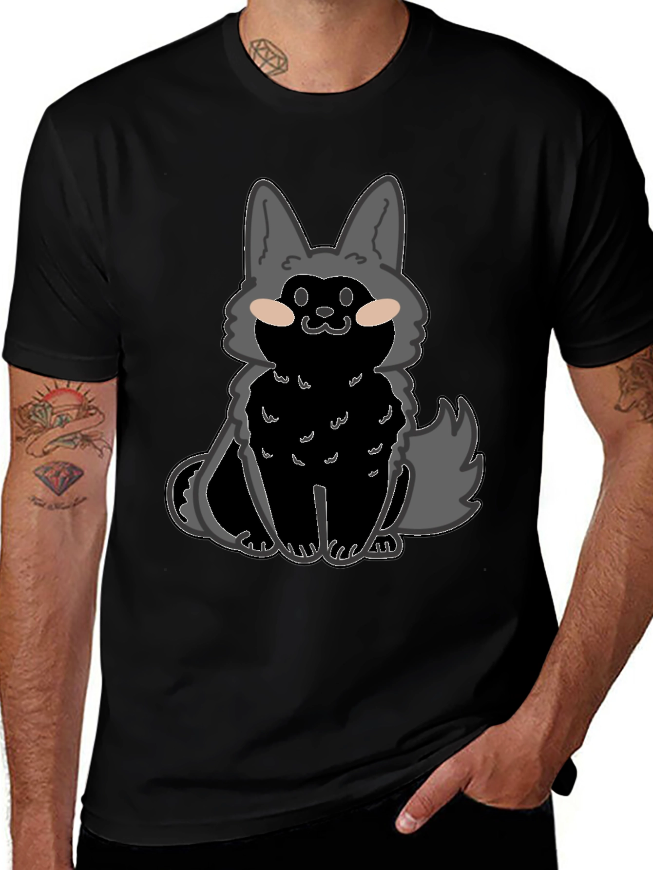 Cartoon Wolf Graphic T-Shirt