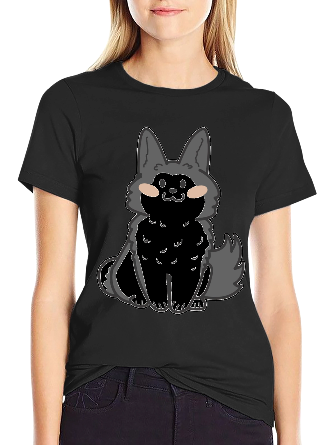 Cartoon Wolf Graphic T-Shirt