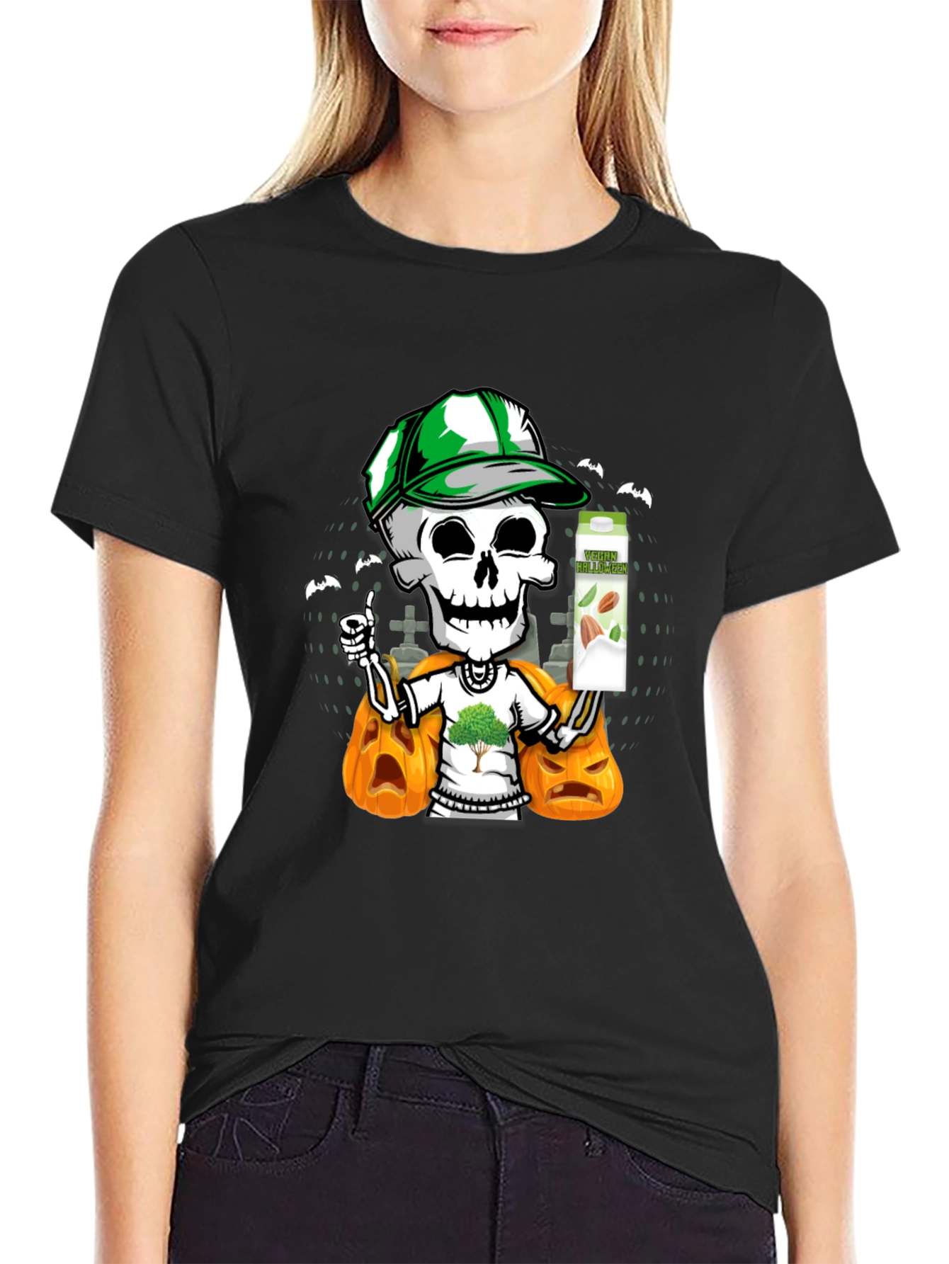 Spooky Skeleton Vegan Halloween T-Shirt