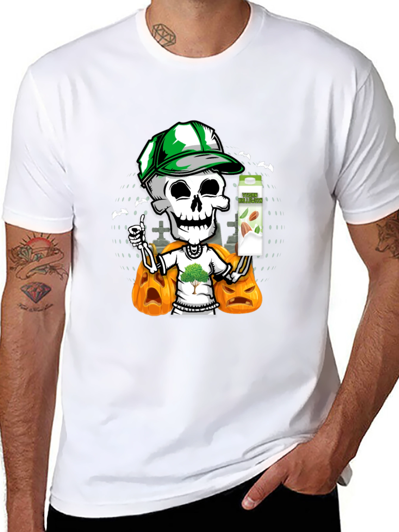 Spooky Skeleton Vegan Halloween T-Shirt