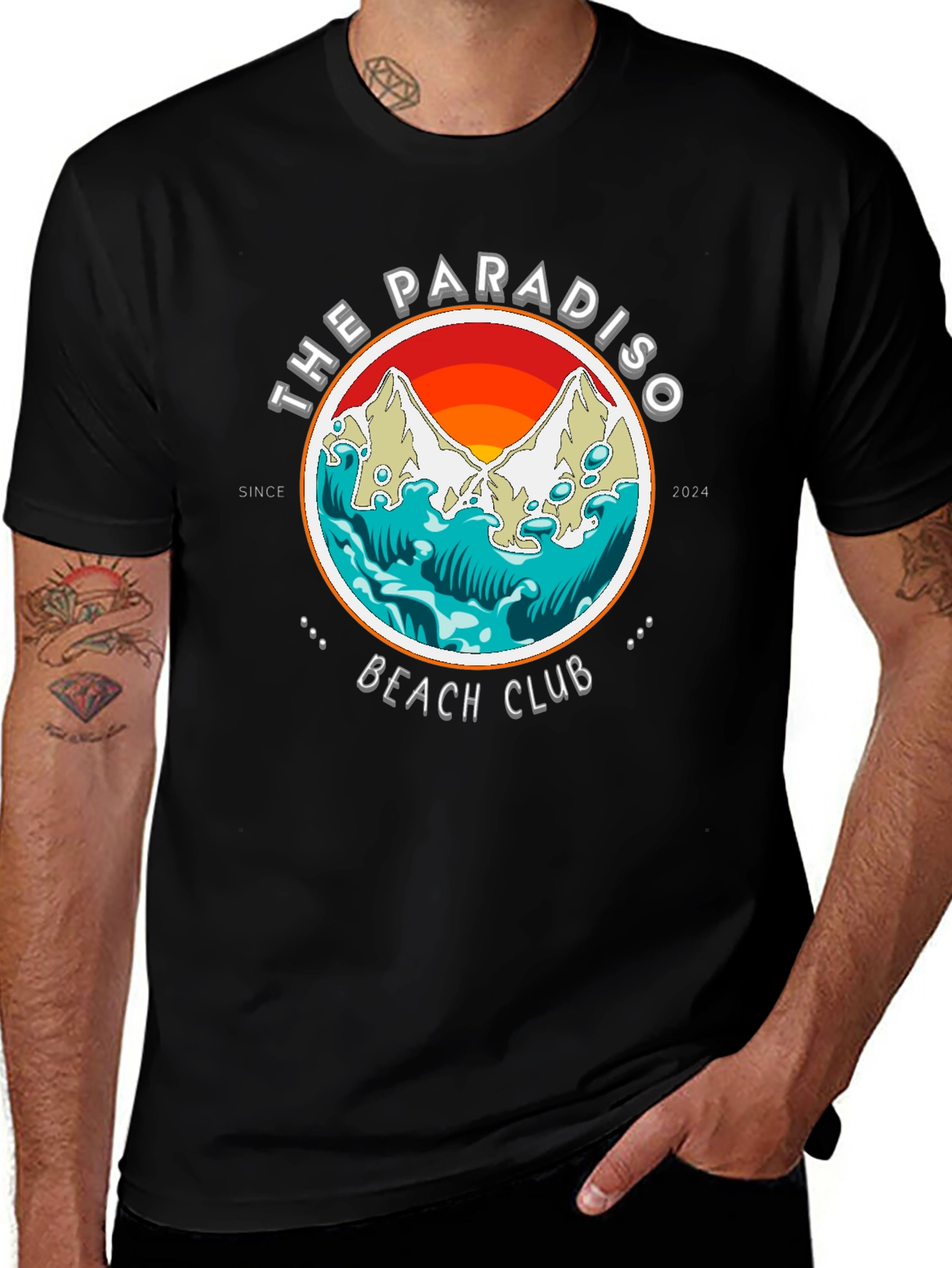 The Paradiso Beach Club Black Graphic Tee