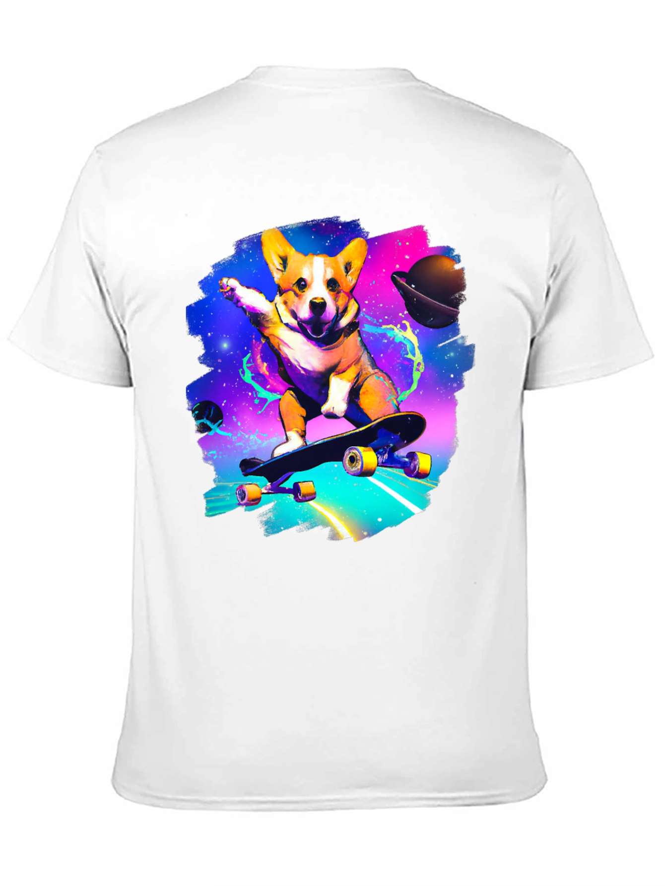 Skateboarding Corgi Galaxy T-Shirt