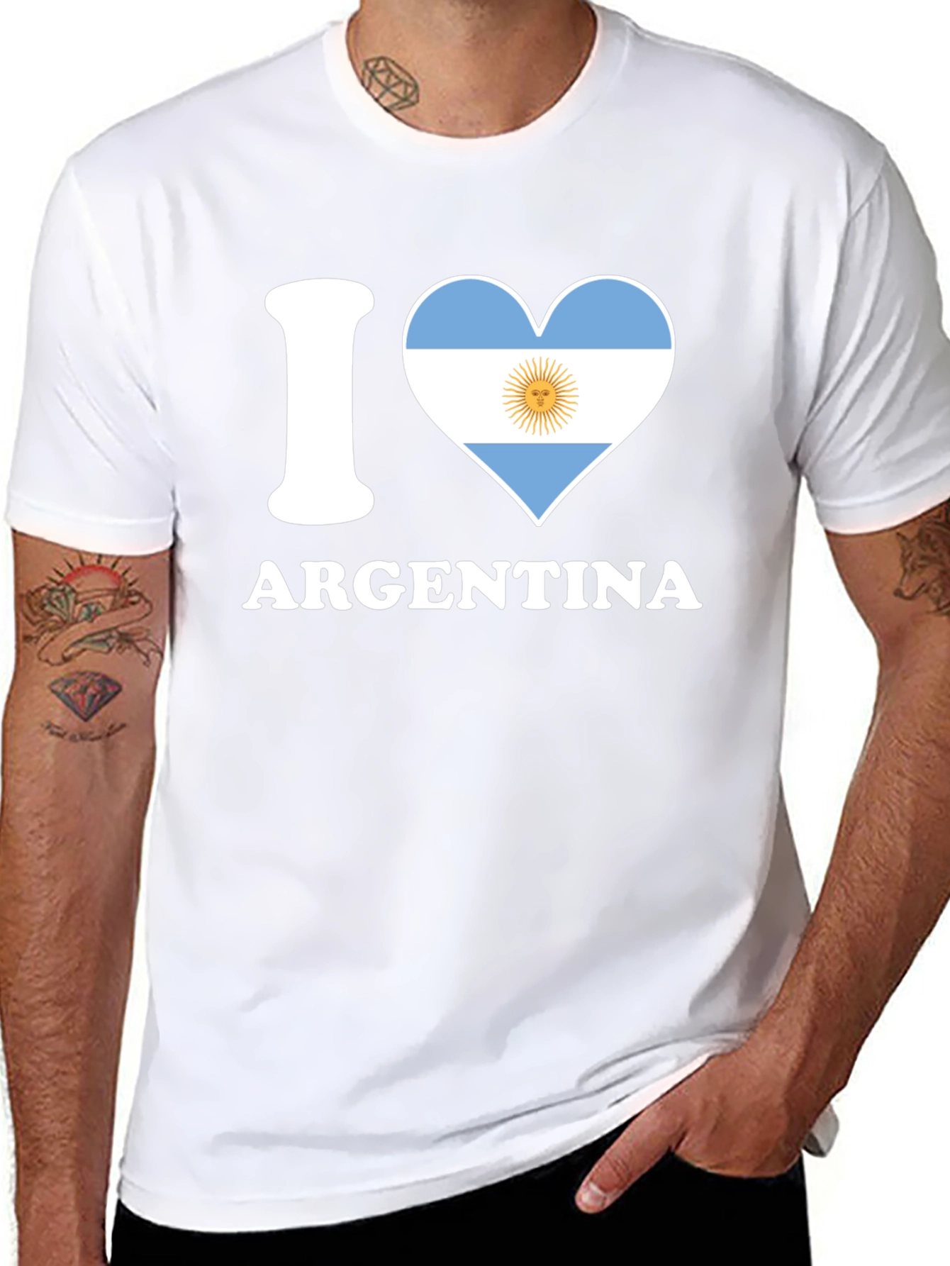 I Heart Argentina Flag T-Shirt Black Graphic Tee