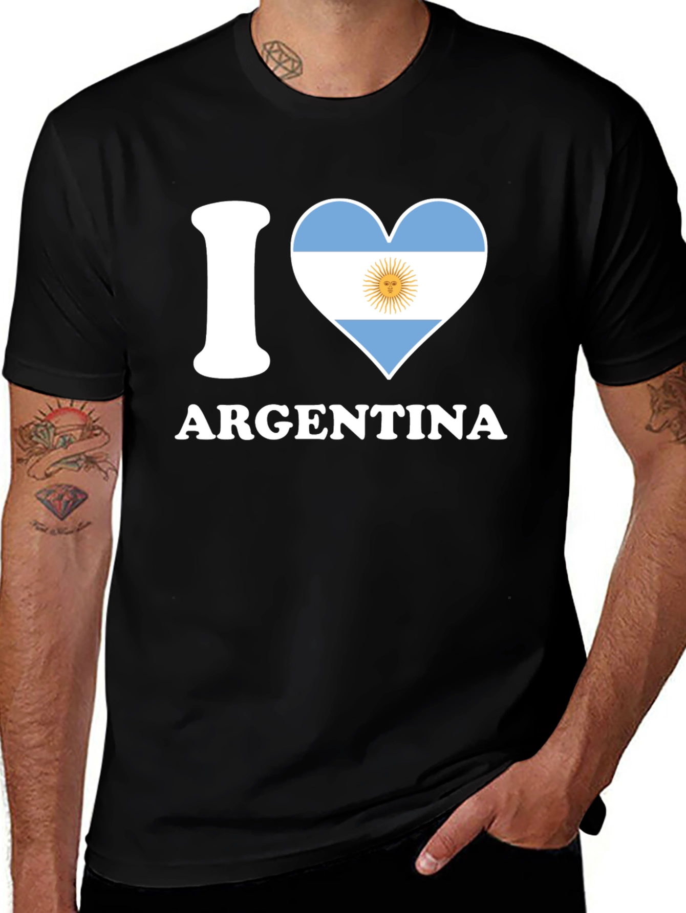 I Heart Argentina Flag T-Shirt Black Graphic Tee