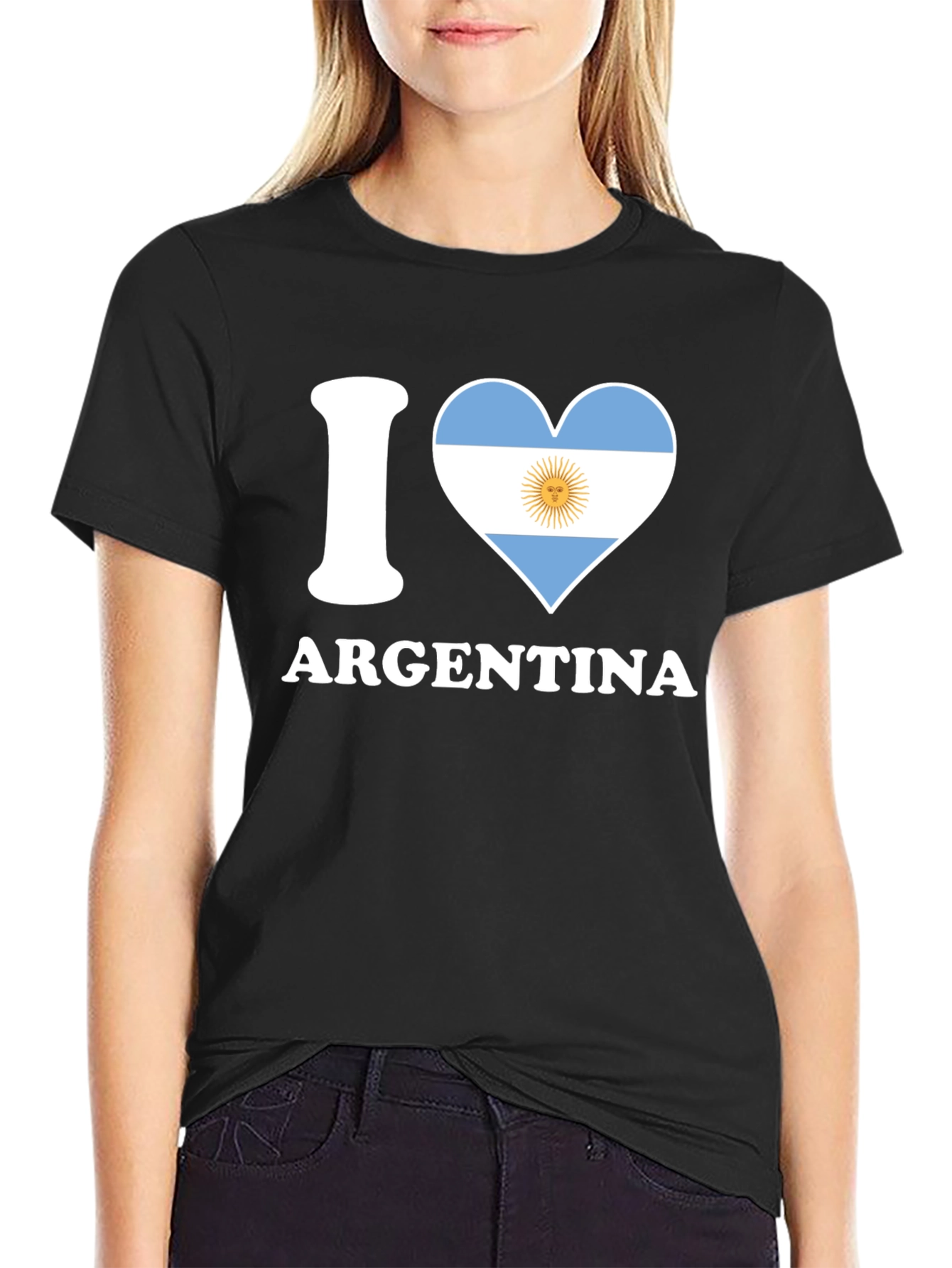 I Heart Argentina Flag T-Shirt Black Graphic Tee