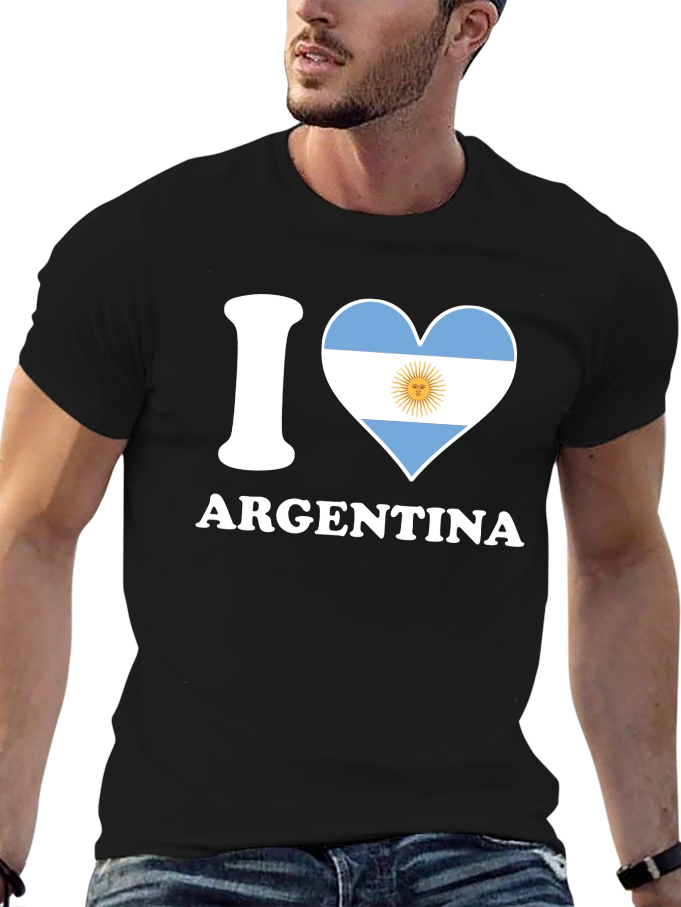 I Heart Argentina Flag T-Shirt Black Graphic Tee