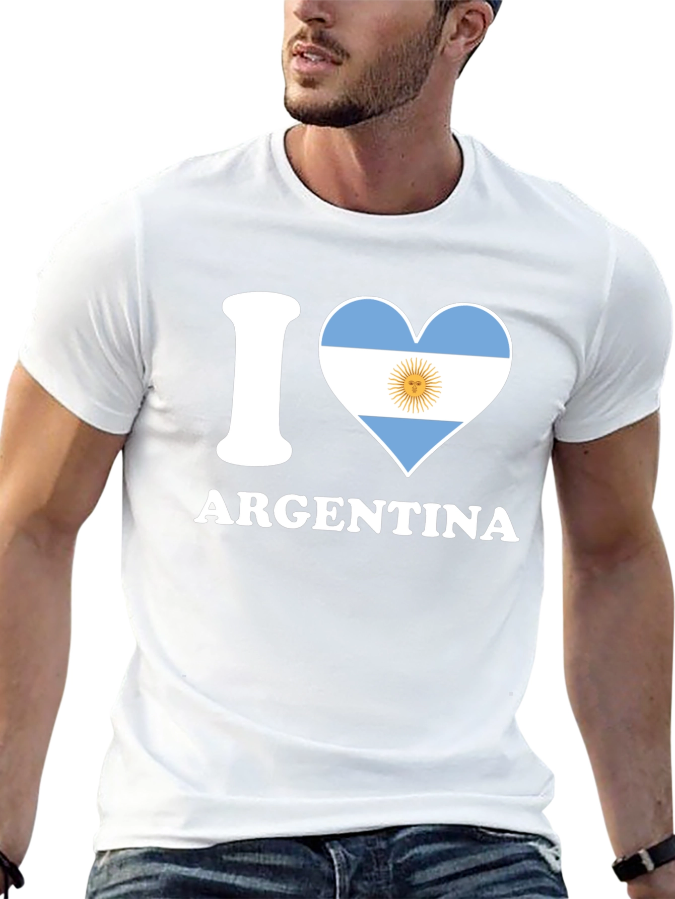I Heart Argentina Flag T-Shirt Black Graphic Tee