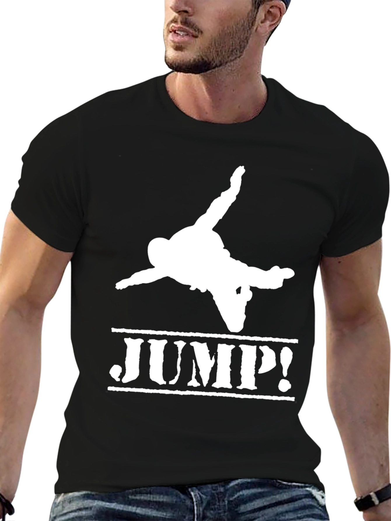 Jump! Graphic Black T-Shirt - Active Lifestyle Tee