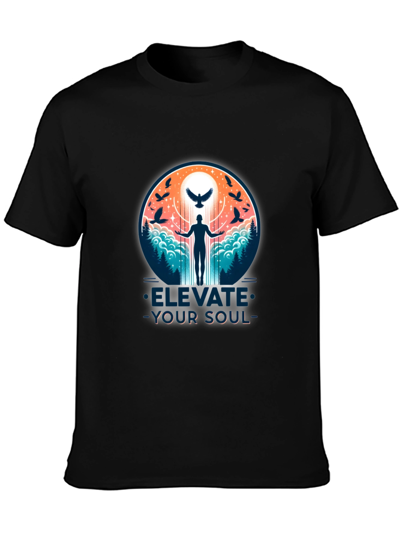 Elevate Your Soul Graphic Tee - Black Cotton T-Shirt