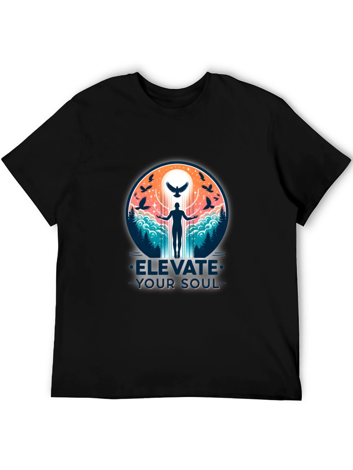 Elevate Your Soul Graphic Tee - Black Cotton T-Shirt