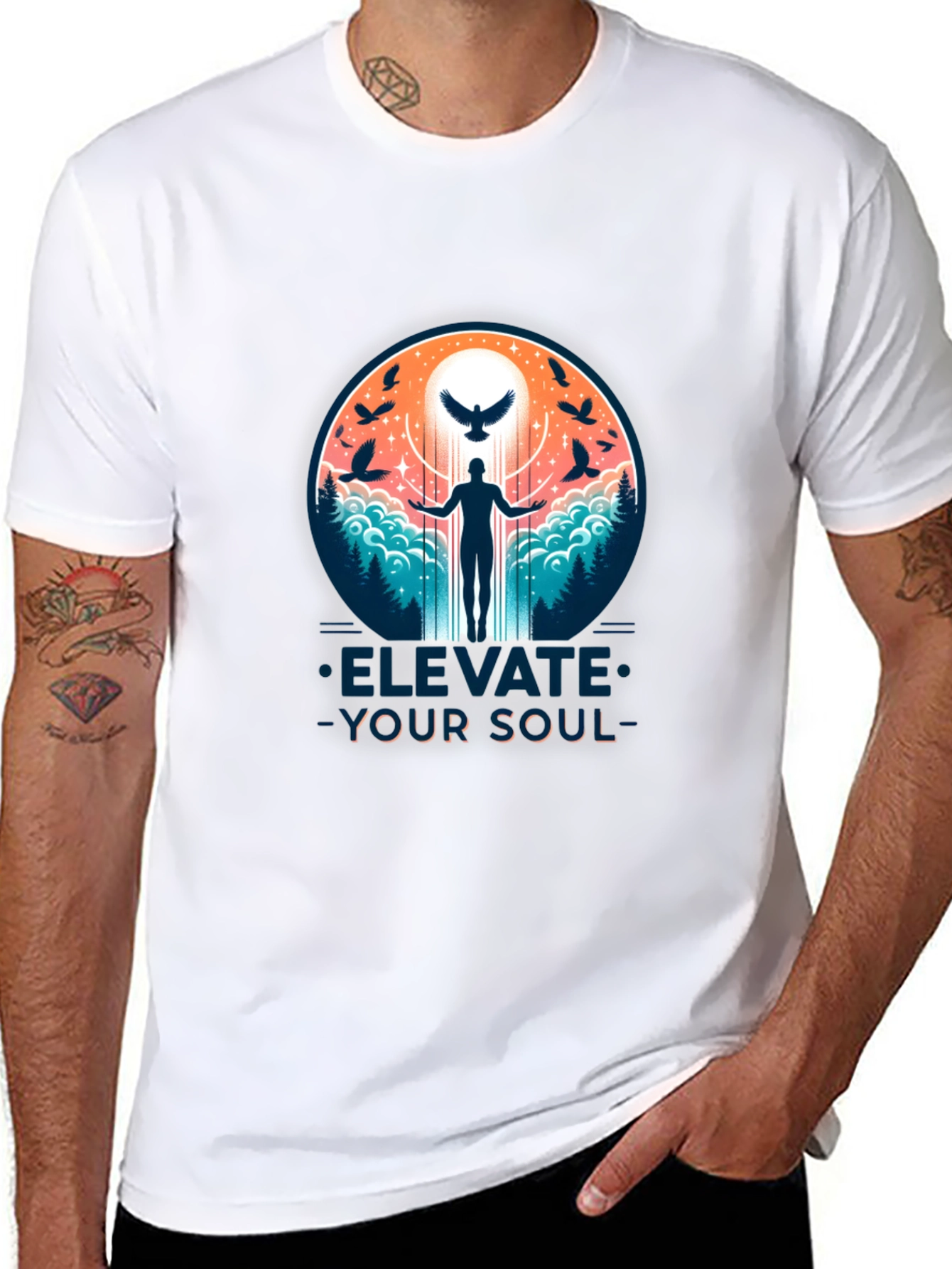 Elevate Your Soul Graphic Tee - Black Cotton T-Shirt