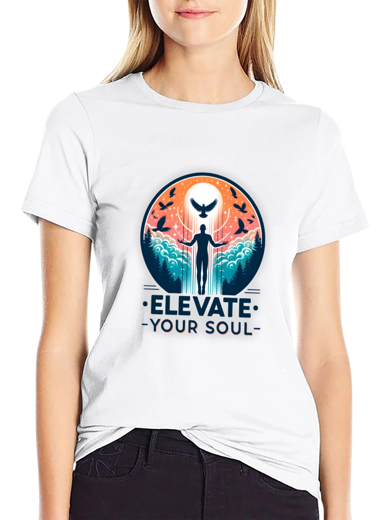 Elevate Your Soul Graphic Tee - Black Cotton T-Shirt