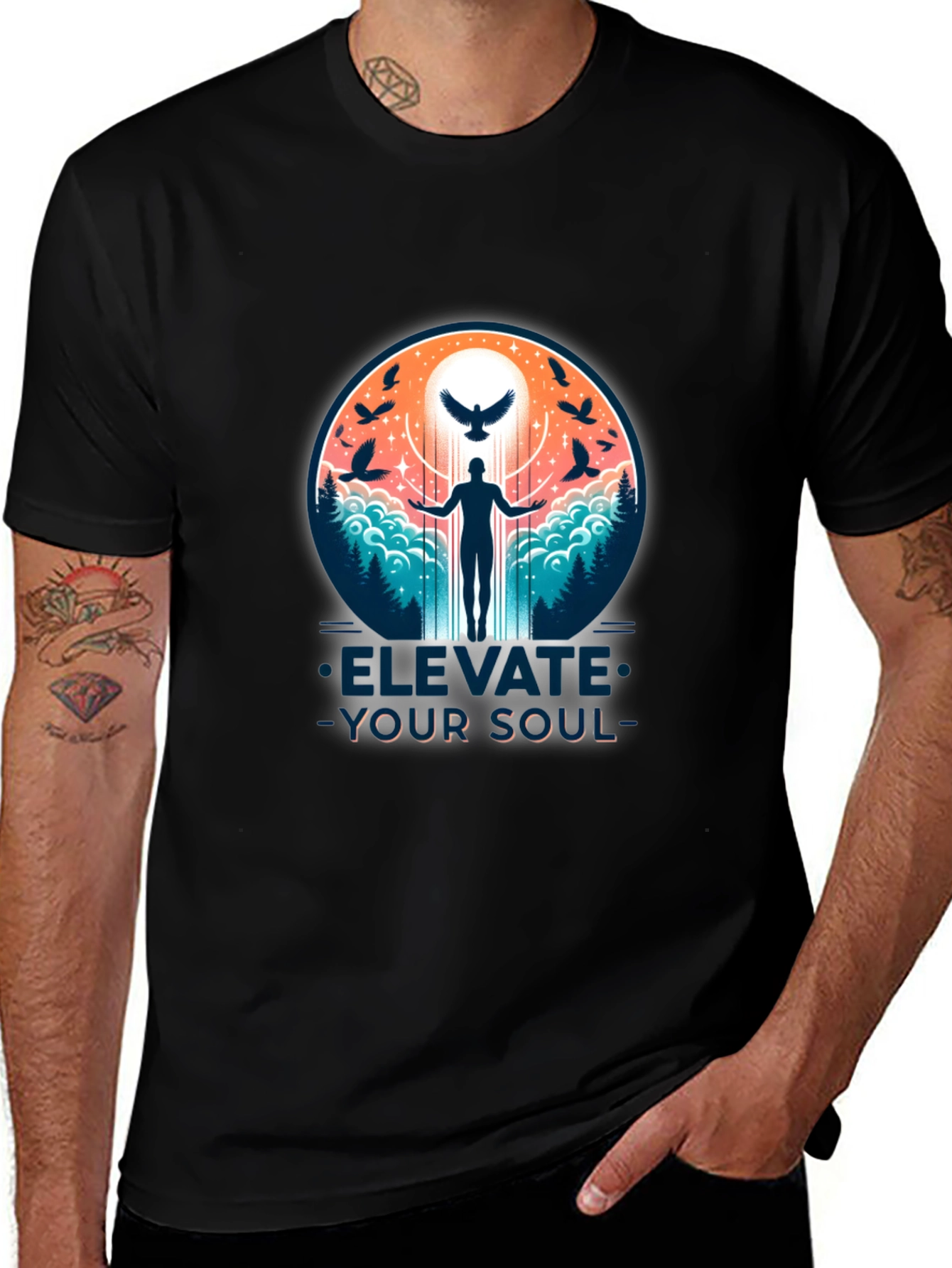 Elevate Your Soul Graphic Tee - Black Cotton T-Shirt