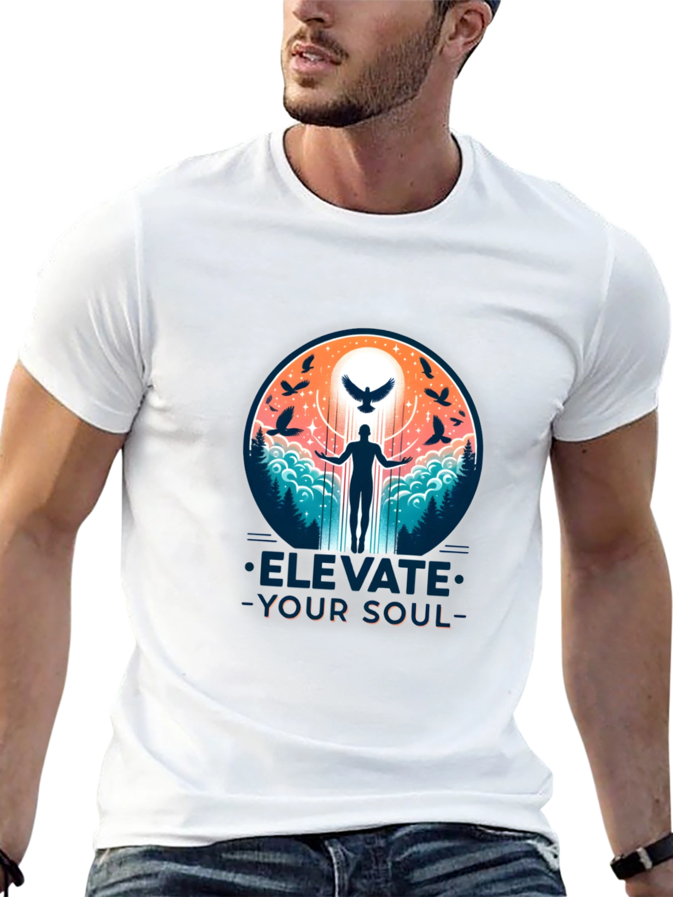 Elevate Your Soul Graphic Tee - Black Cotton T-Shirt