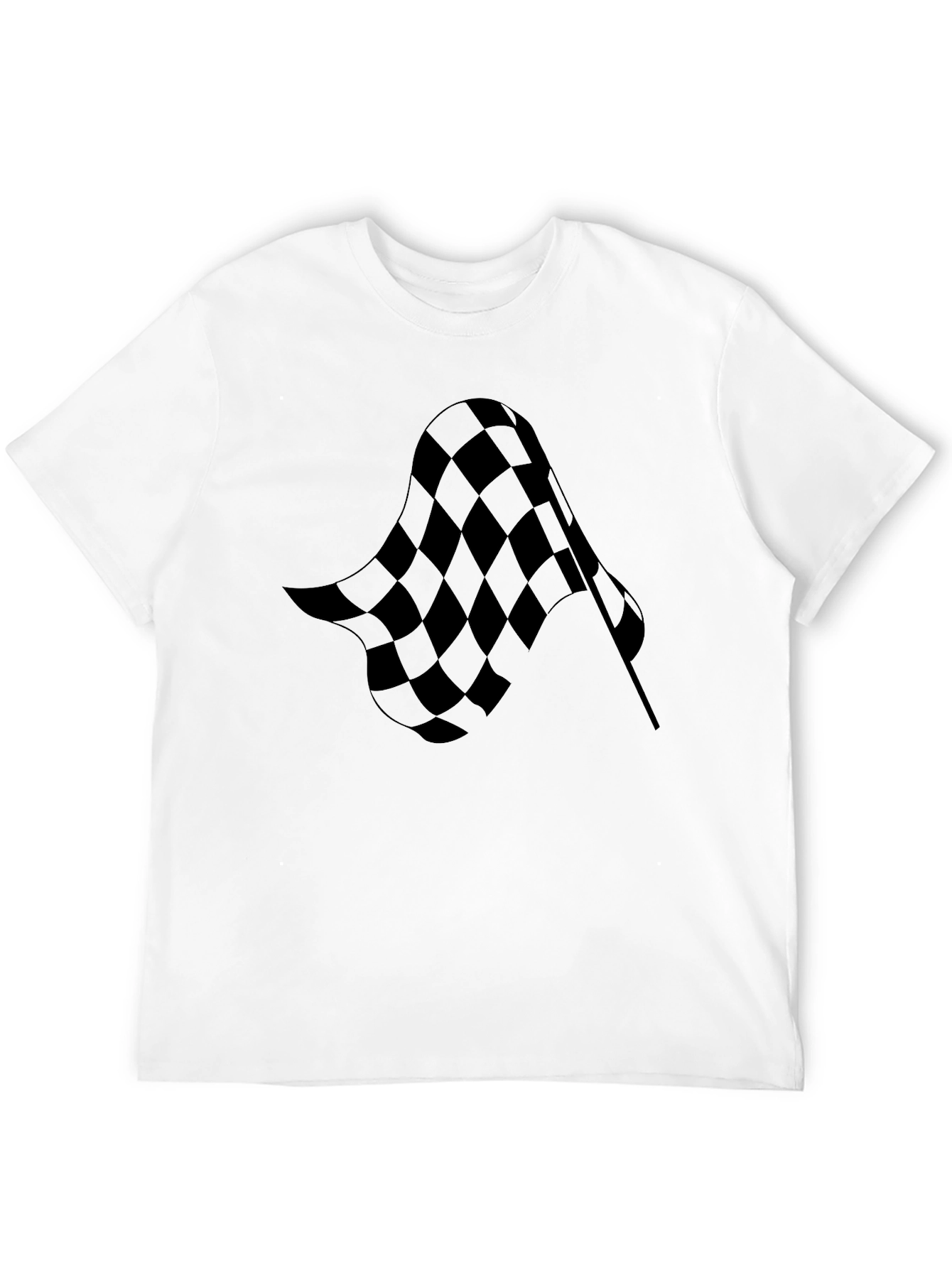 Checkered Flag Graphic Tee - Black Cotton T-Shirt