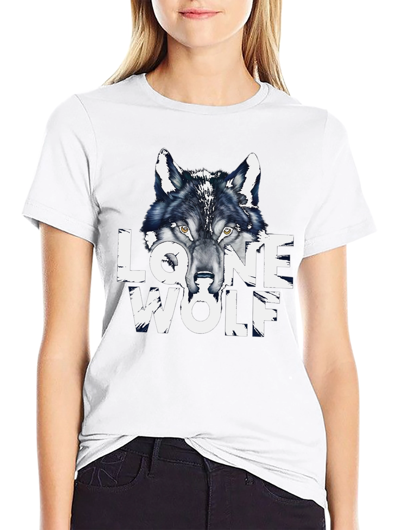 Lone Wolf Graphic Print Black T-Shirt