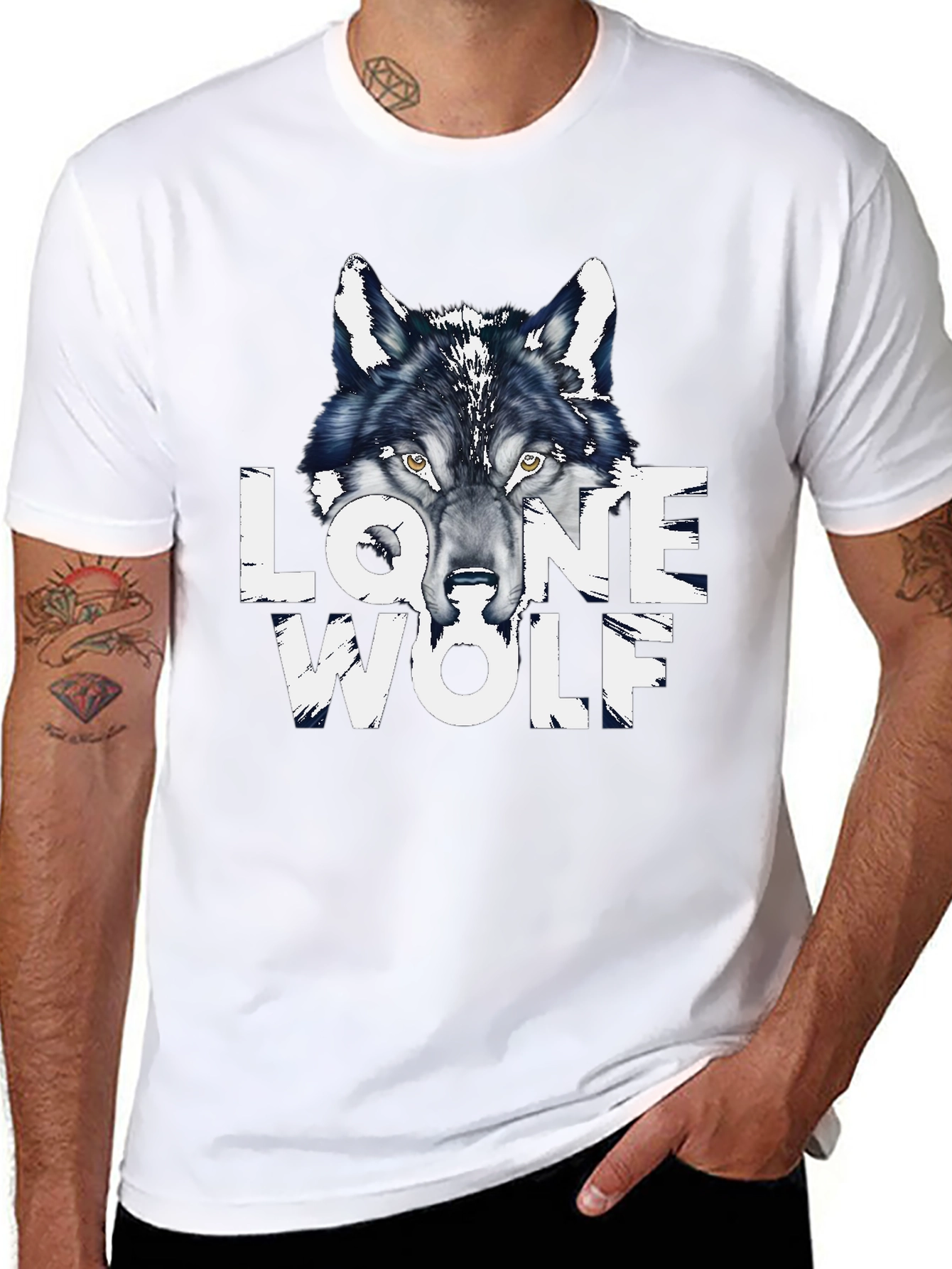 Lone Wolf Graphic Print Black T-Shirt