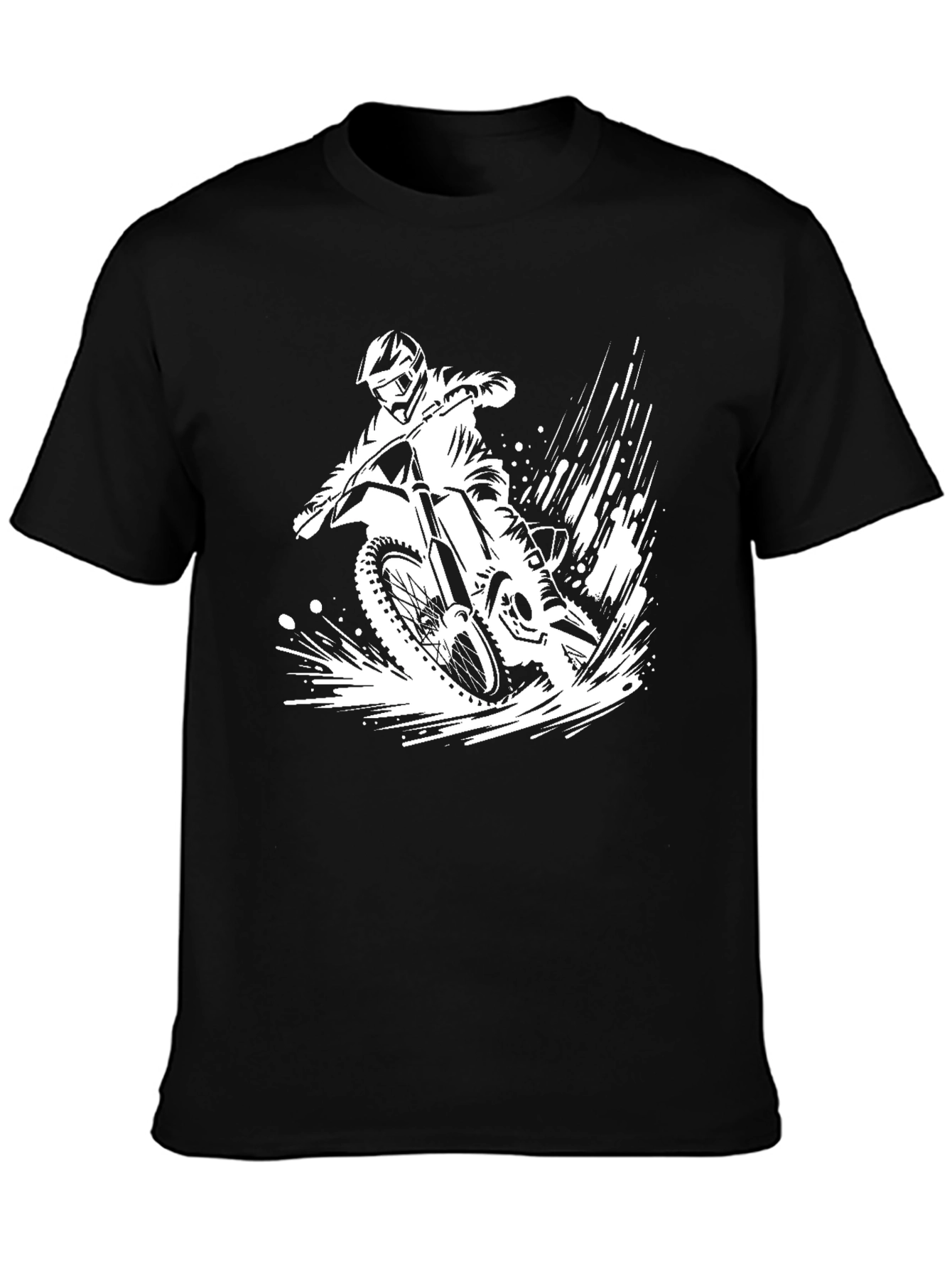 Motocross Rider Graphic Tee - Black Cotton T-Shirt