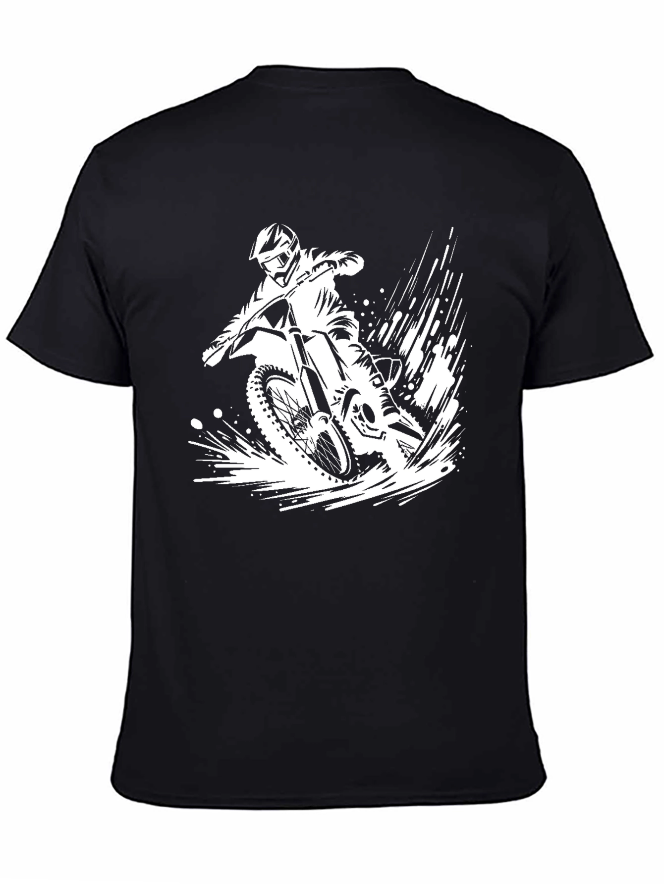 Motocross Rider Graphic Tee - Black Cotton T-Shirt