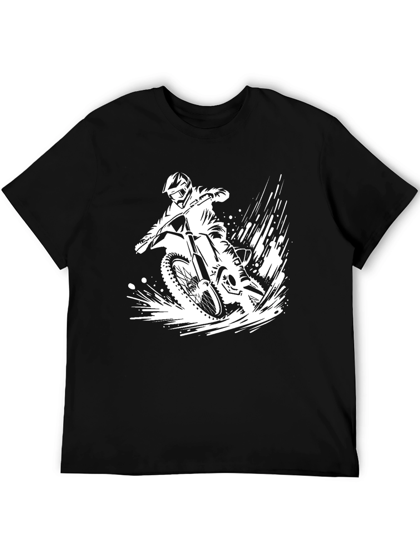 Motocross Rider Graphic Tee - Black Cotton T-Shirt