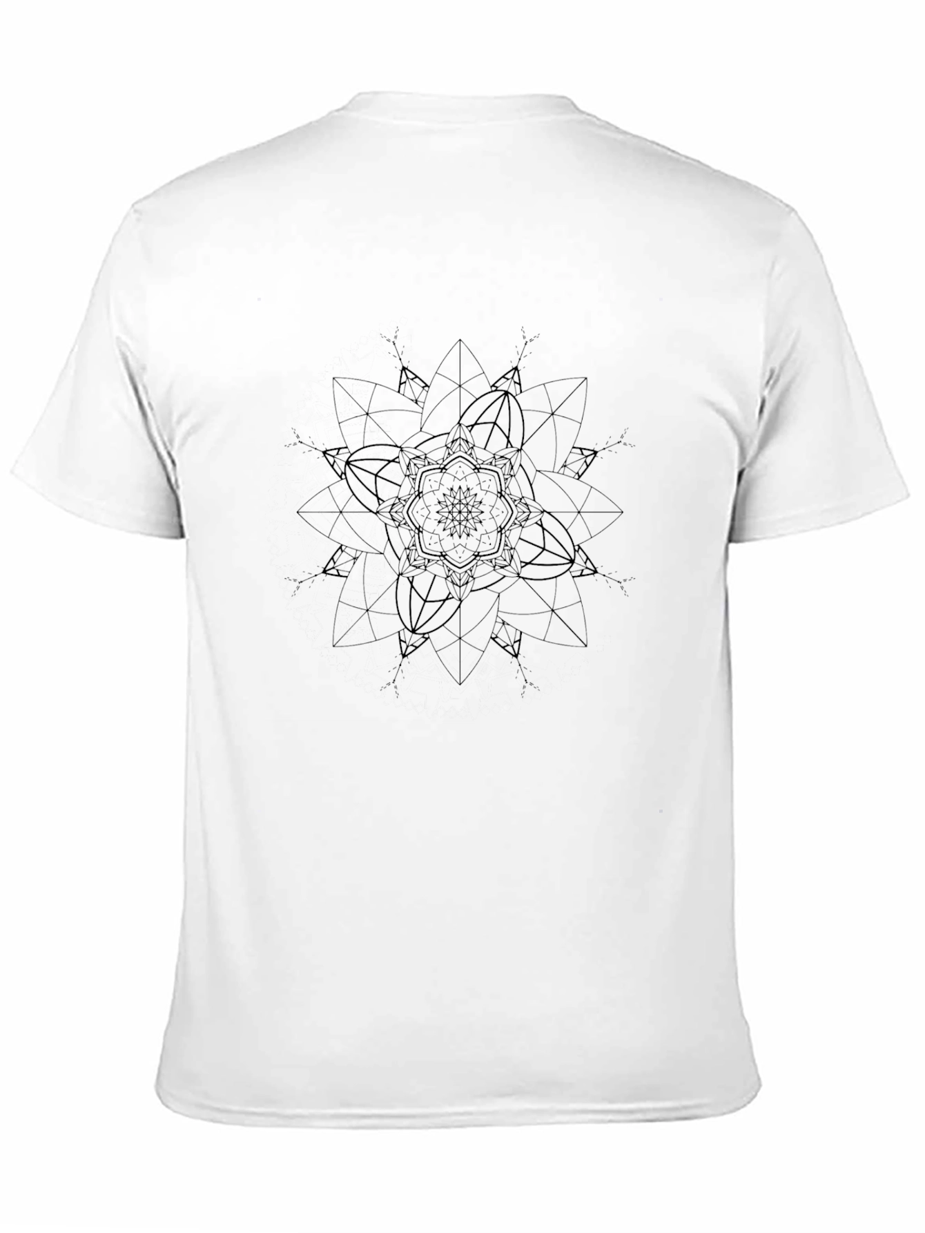 Geometric Mandala Graphic Tee - Black Cotton
