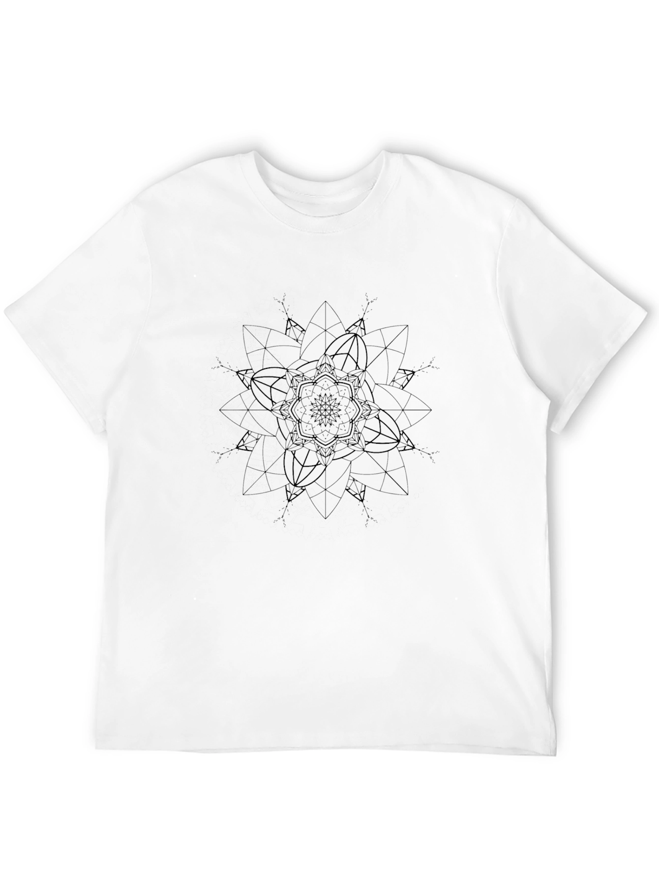Geometric Mandala Graphic Tee - Black Cotton