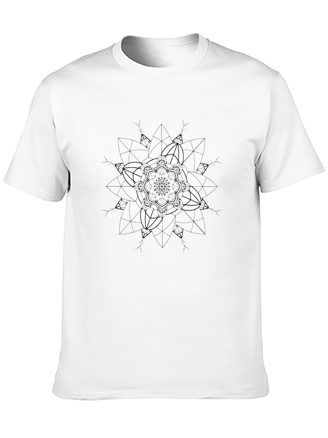 Geometric Mandala Graphic Tee - Black Cotton